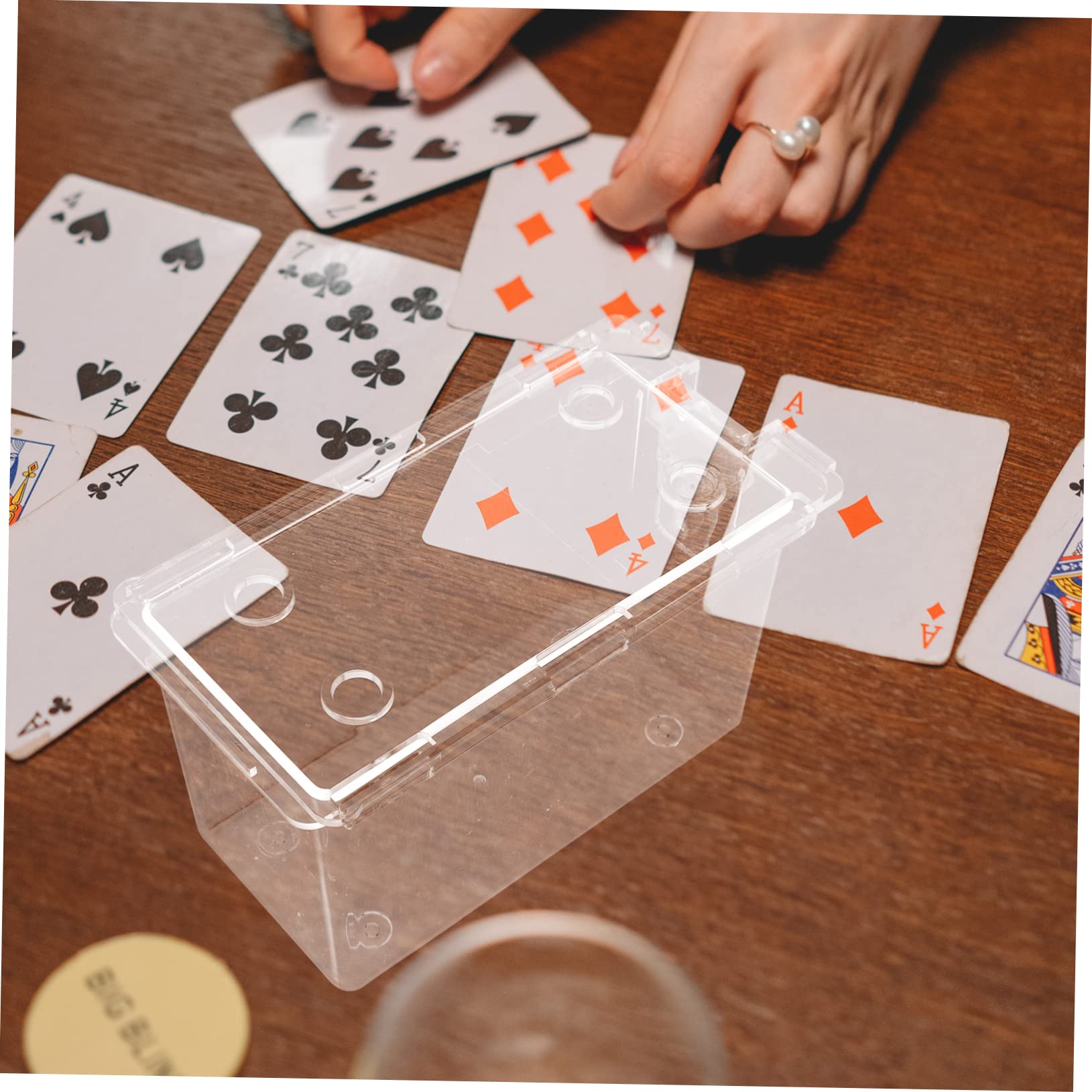 VANZACK Acrylic Poker Cards Holder Compact Storage Case for Poker Chips Jewelry Beads Buttons Guitar Picks