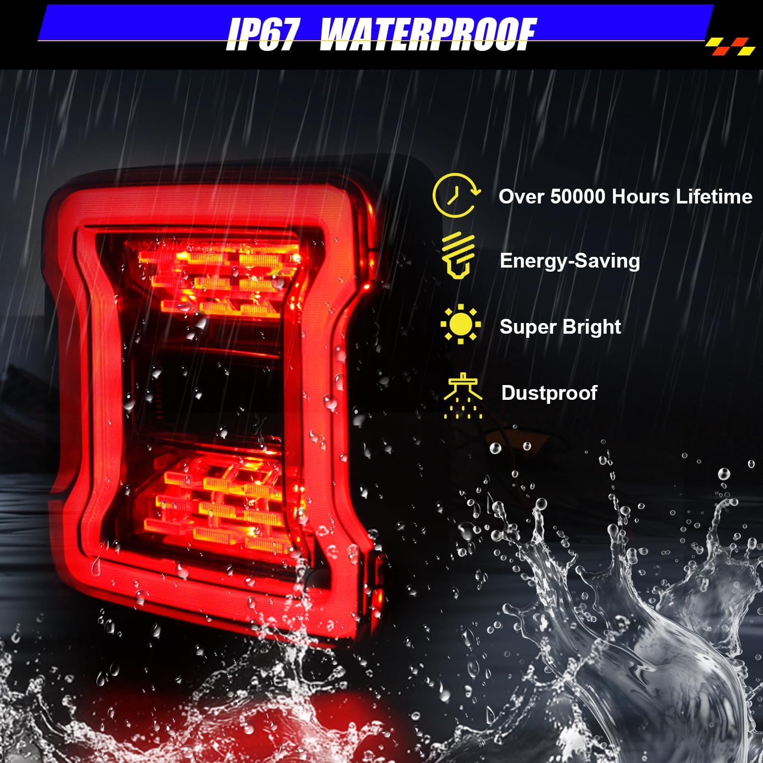 Smoke Lens LED Tail Lights Compatible With Jeep Wrangler JL 2018-2024 Turn Signal Reverse Light Lamp Running Lights Brake Lights Side Marker Light Assembly (1 Pair)