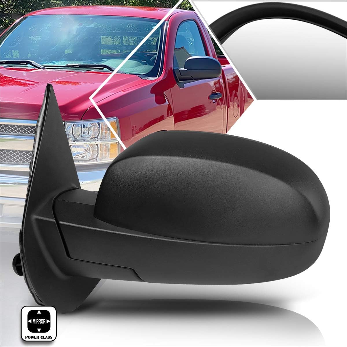 [Driver Side] Powered Adjusted Tow Towing Mirrors Compatible with Chevy/GMC GMT900 07-14,Black
