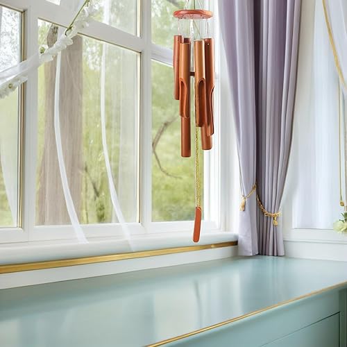Miniatura 6 de BESPORTBLE Campana de viento colgante al aire libre decorativa para patio, ventana de jardín con sonido claro y agradable, estilo retro, artesanía