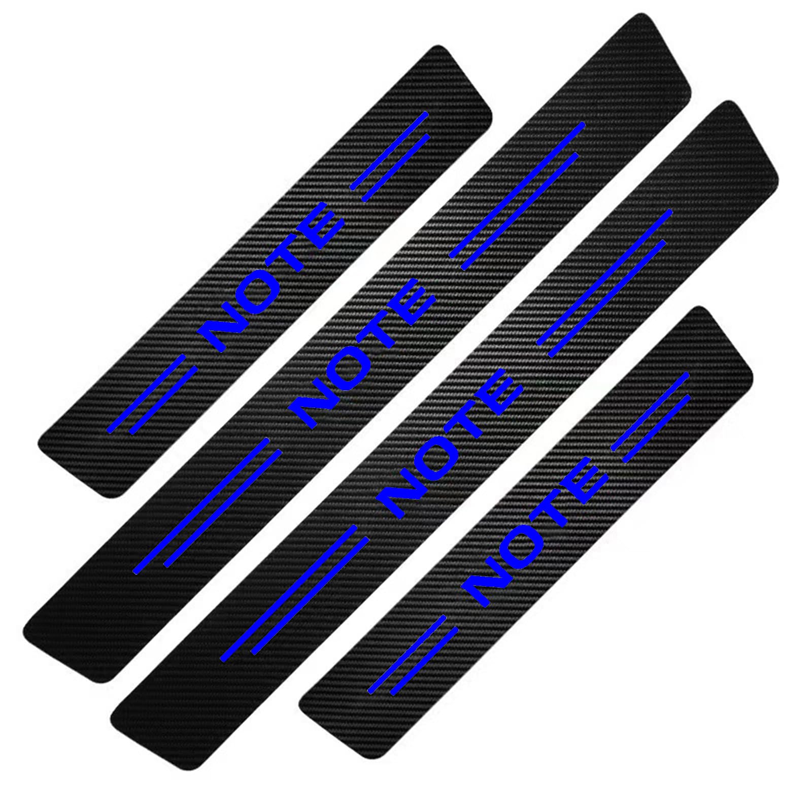 4pcs Car Sill Protectors Strips Carbon Fiber Wrap Film Universal Automobile Threshold Protective Covers Sticker Kick Plate Styling Accessories for Nissan Note E11 E12 E13 2004-2024,Blue