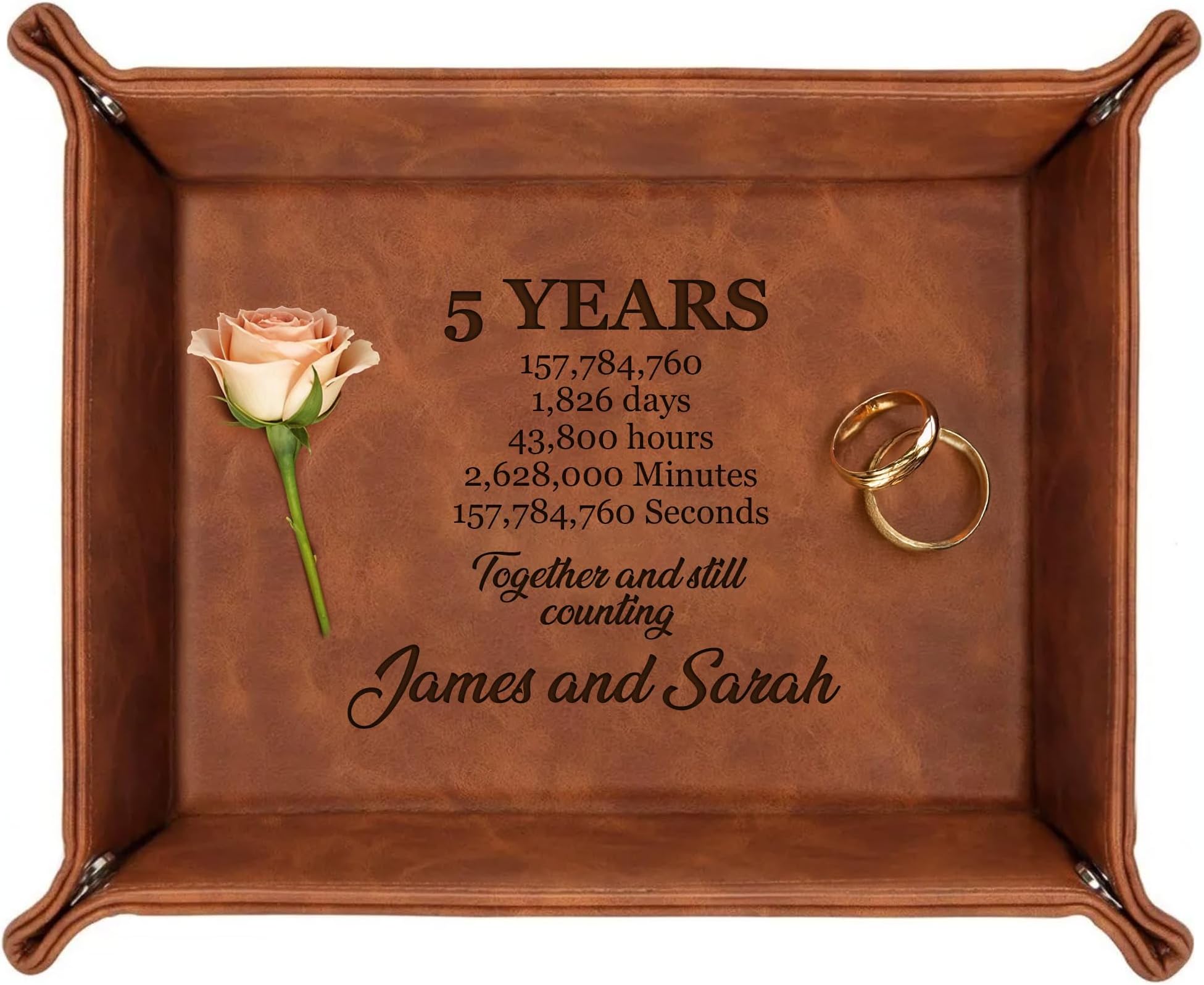 - Engraved Leather Tray with Custom Name, Personalized Anniversary Idea for Him and Her, Jewelry Organizer Tray for Dresser, Desk, Nightstand, Office Keepsake Box for Men, Husband