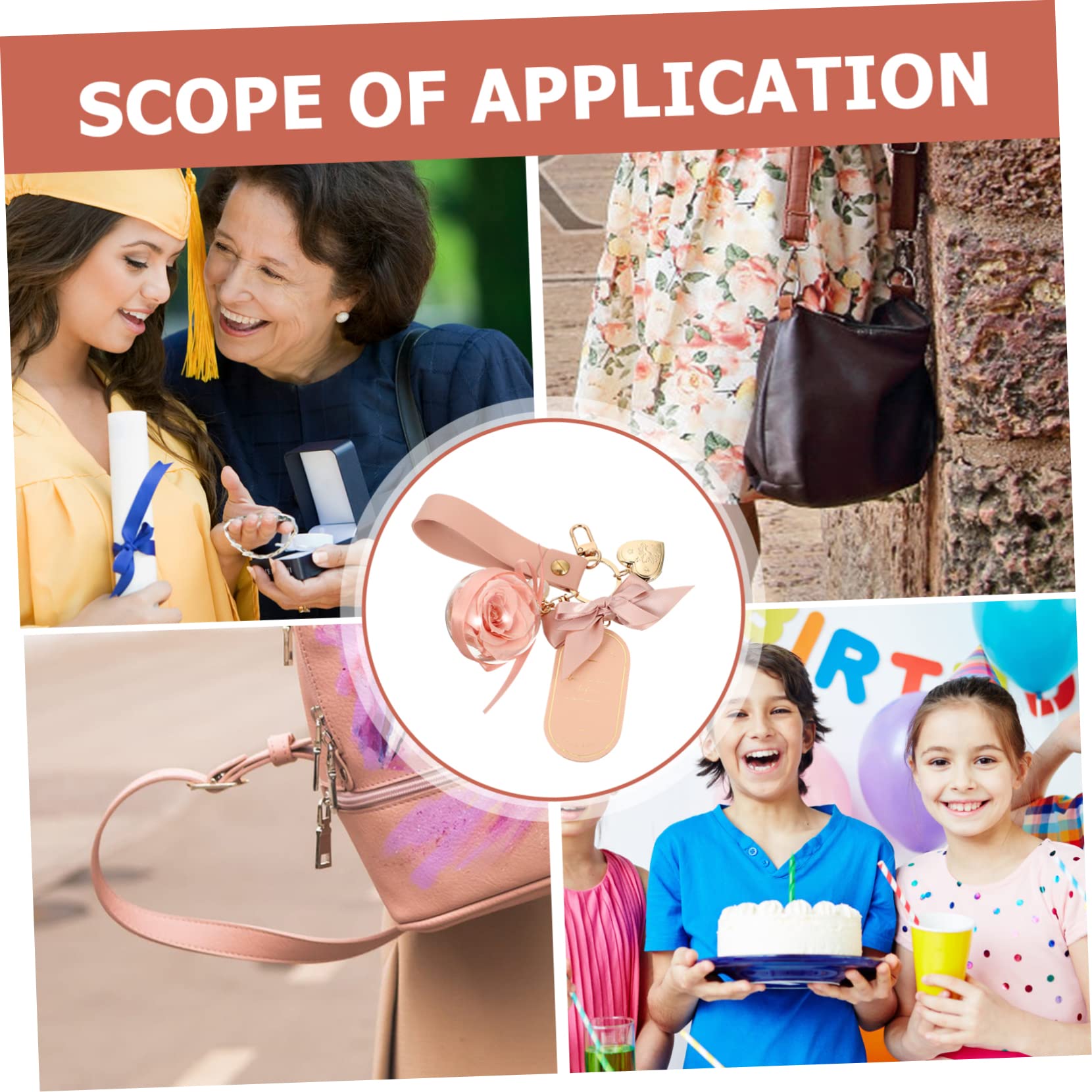 BESPORTBLE llavero flor preservada accesorios artesanía rosa llavero señoras cadena rosa rosas llaveros Precioso llavero colgante de bolsas decorativas keychains Acrílico