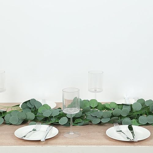 Vista 63 de Efavormart - Guirnalda artificial de hojas de tetragona, peperomia errante, 6.5 pies, color verde