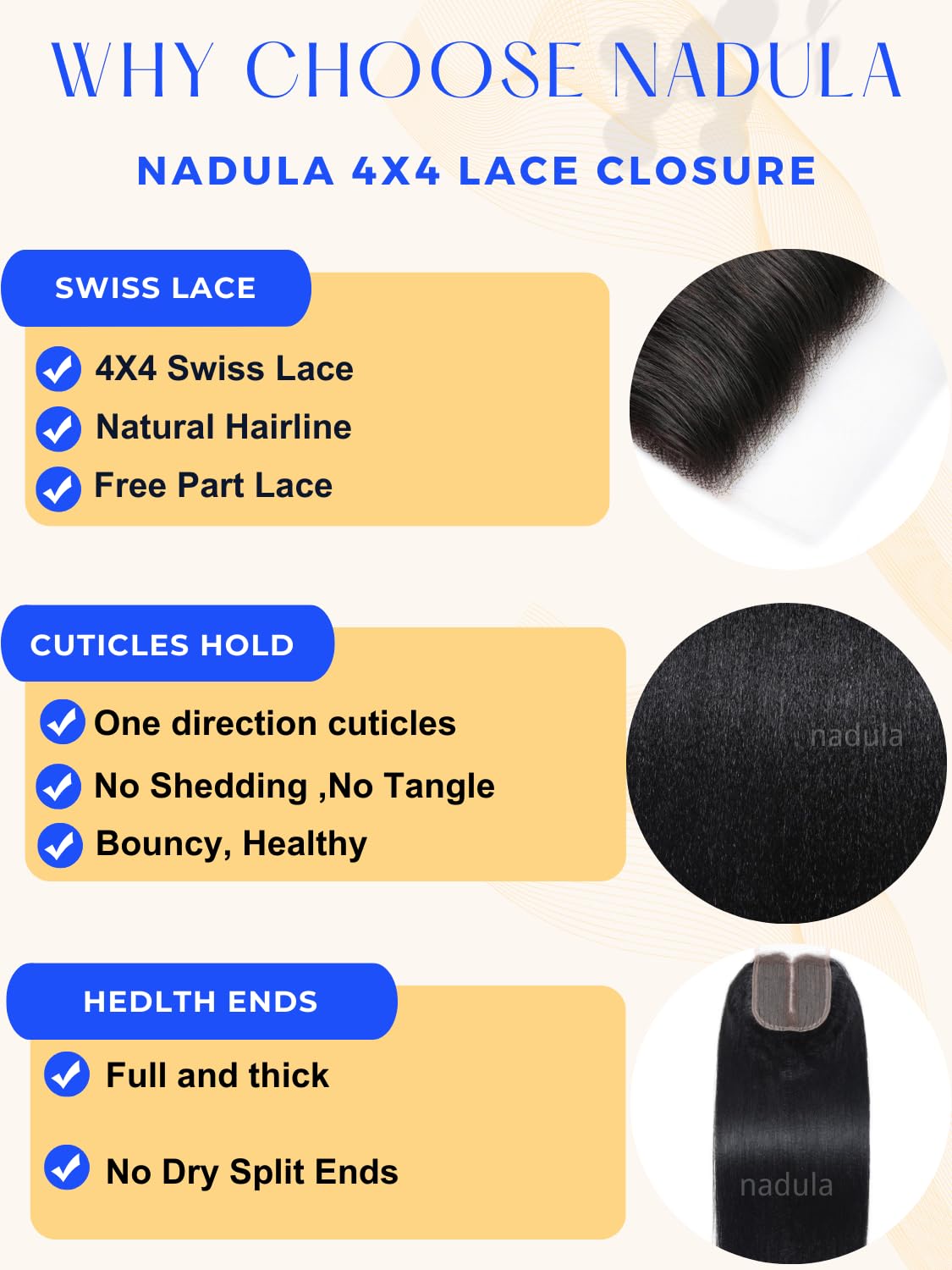 Nadula 12A Light Yaki Straight 4X4 Lace Closure Free Part Human Hair, 100% Unprocessed Brazilian Virgin Human Hair Transparent Lace Closure Black Color 14inch