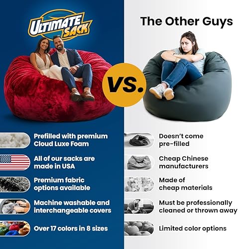 Miniatura 6 de Ultimate Sack - Puf con taburete para pies en varios tamaños y colores Muebles gigantes con relleno de espuma fundas lavables a máquina, costuras