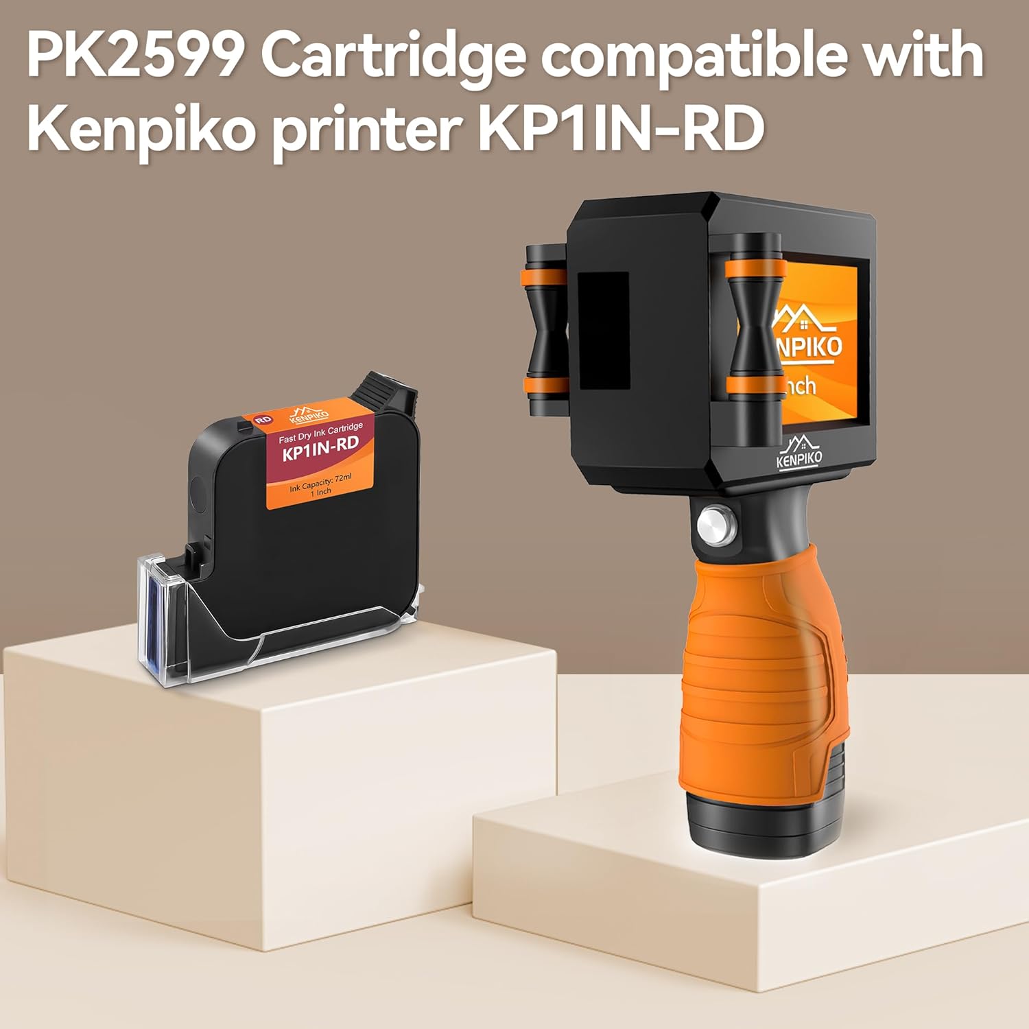 Handheld Inkjet Printer, 2025 Upgrade 1 Inch Print Height Handheld Printer Gun with 72ML Quick-Drying Ink Cartridge Black and Red