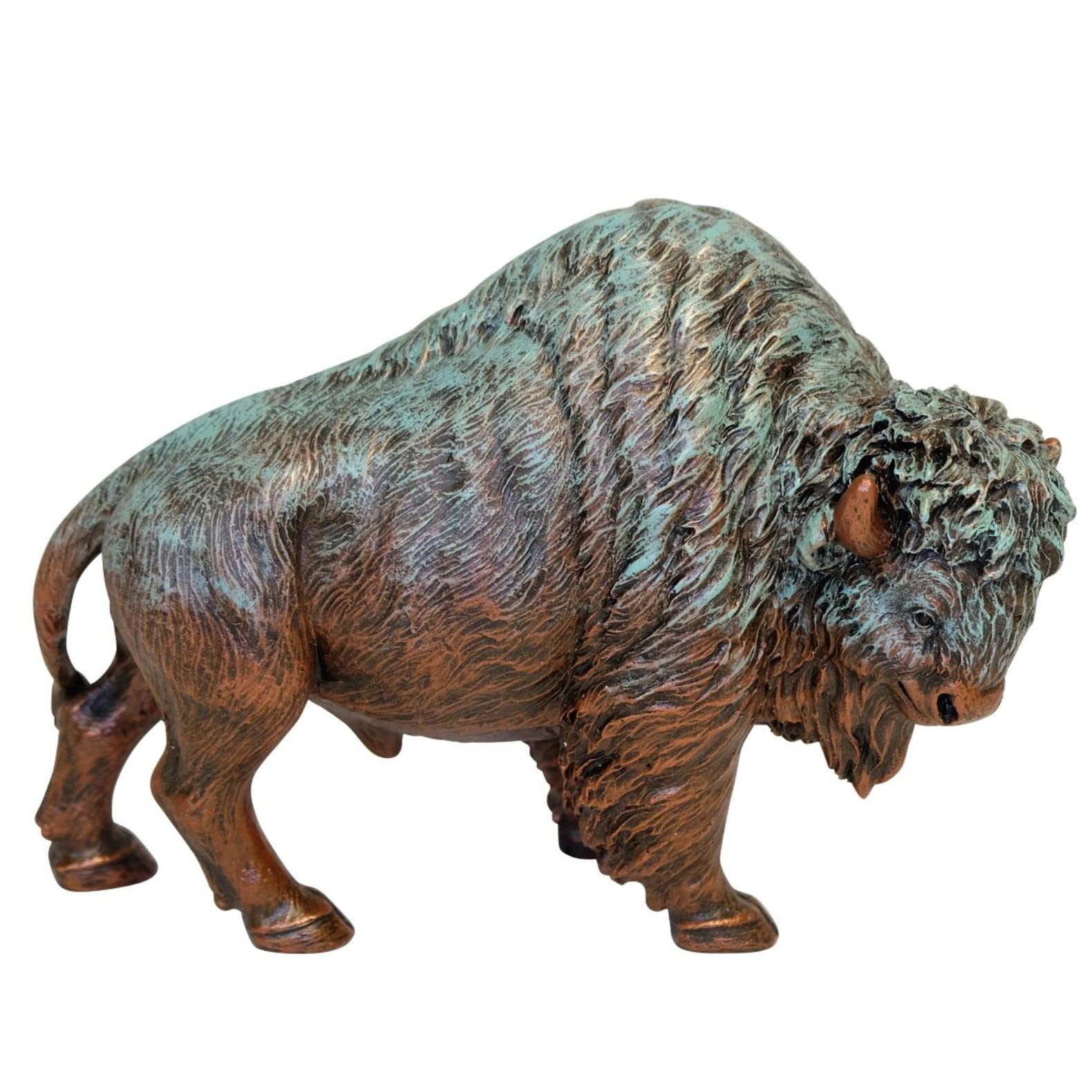 BestGiftEver Rustic Bison Statue Figurine - Bronze-Colored Finish Resin Bison - Buffalo Sculpture for Home Decor - American Icon Sculpture for Office Desk, Gifts for Nature Lovers