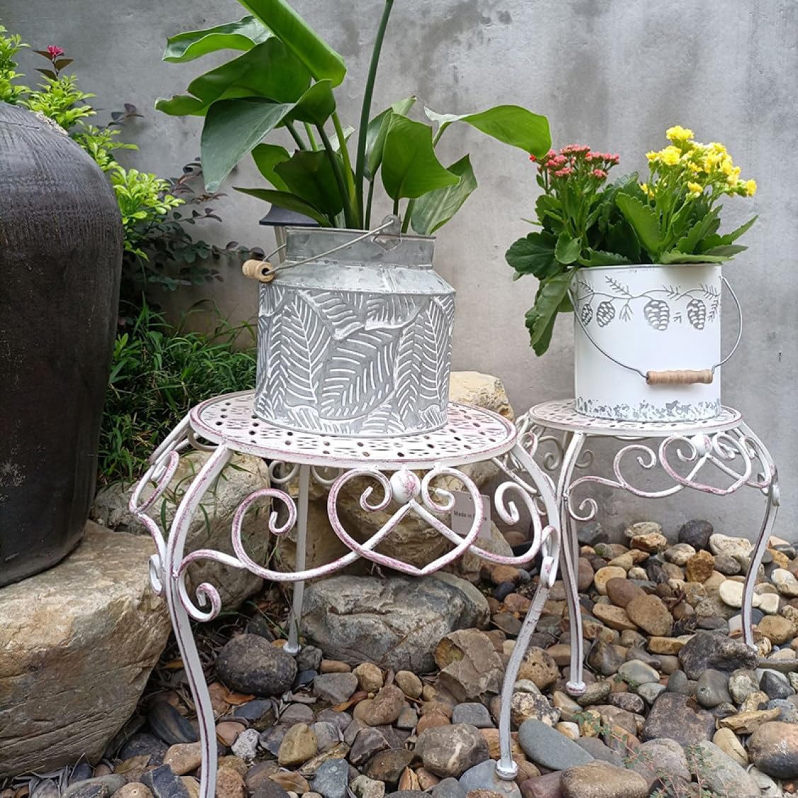 アイアン プランターラック　2つセット 楽天市場】アイアンフェンス付 プランターラック 2段 2個セット