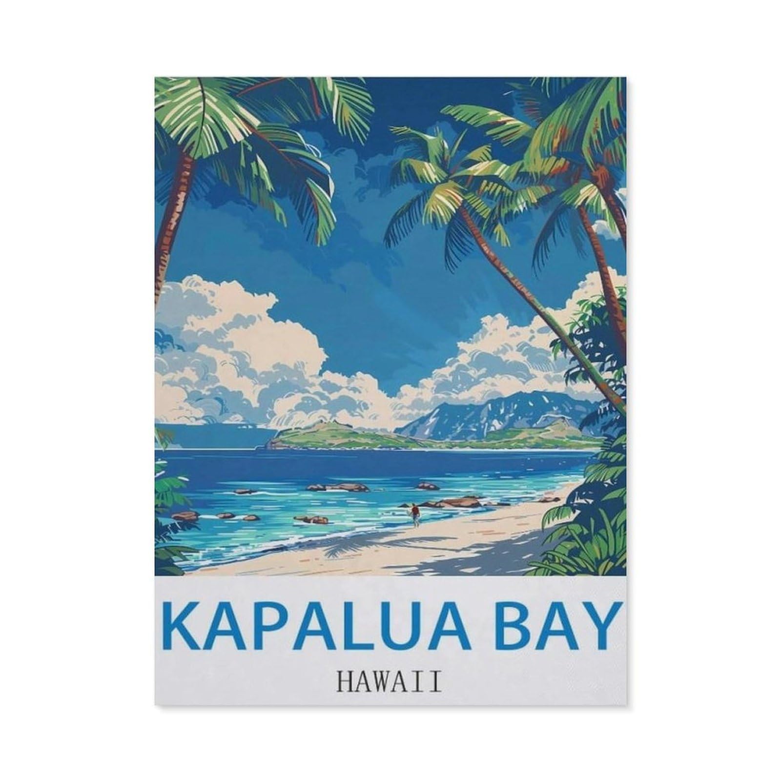 BEAYODKP Diamond Painting，Kapalua Bay Hawaii Vintage Travel Poster Surf，Diamond Painting Art Embroidery Cross Stitch Pictures Gift Wall Decoration（40 x 50 cm/15.74 x 19.68 inches）-CJ30