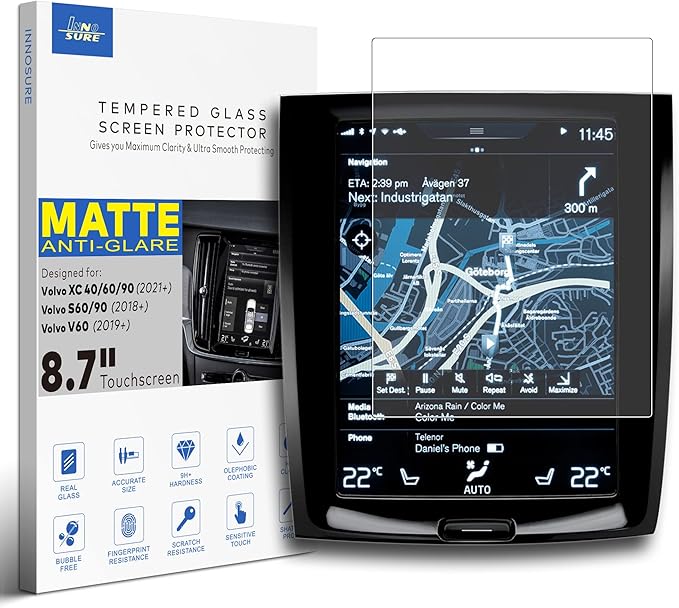 innosure tempered glass screen protector designed for volvo xc40 xc60 xc90 2021 2023 s60 s90 2018 2023 v602019 2023 8 7 inch dashboard t