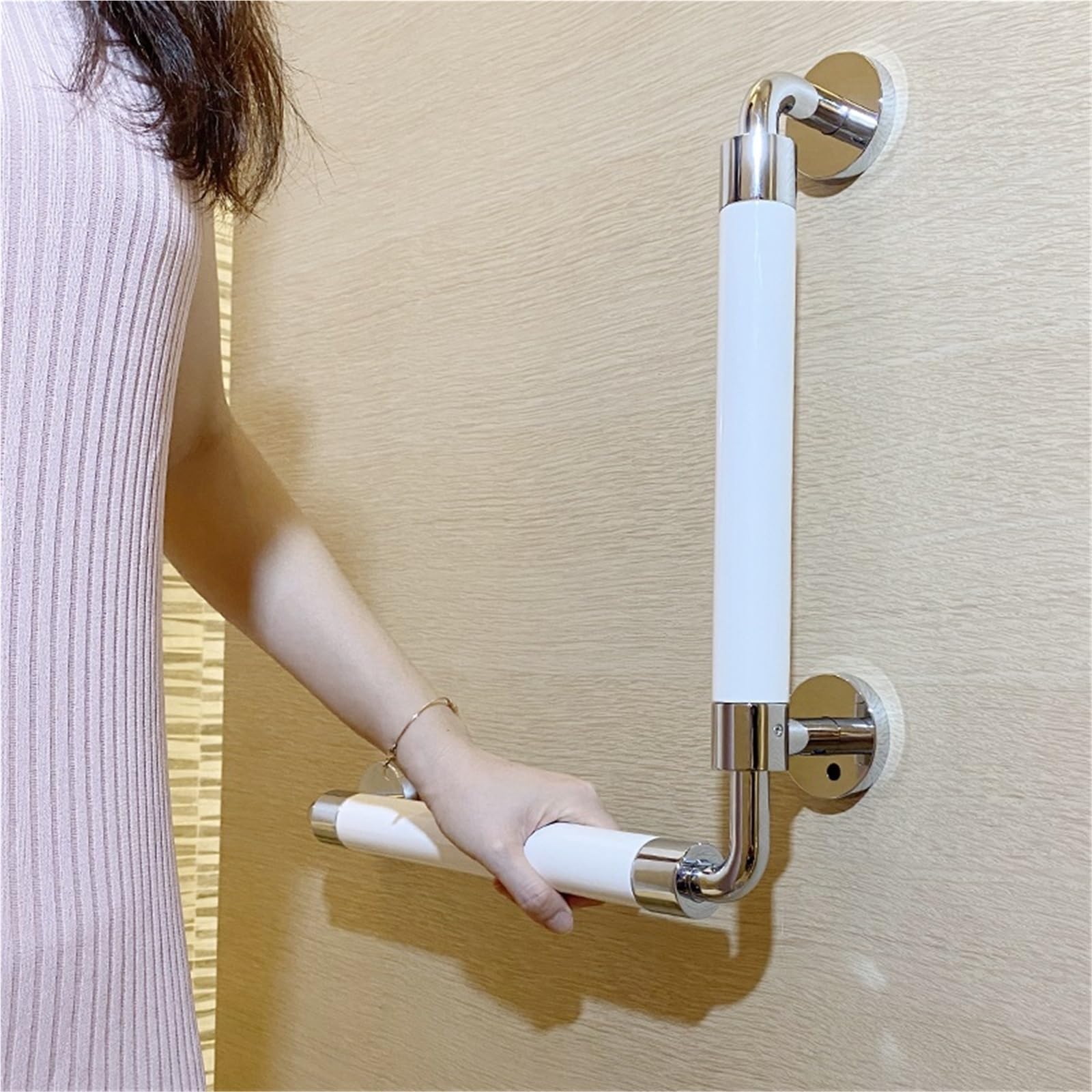 Barras de Apoyo para baños Pasamanos de baño antioxidante para Personas Mayores con Marco de Soporte Compatible con Agarre Antideslizante.(Type I Sabie Wood)