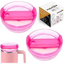40 OZ Tumbler Lid Replacement Fit for Stanley Cup, 2 Pack Clear Replacement Lids Fit for Stanley Travel Tumbler, Spill Proof Tumbler Covers for Stanley Cup Accessories Hot Pink