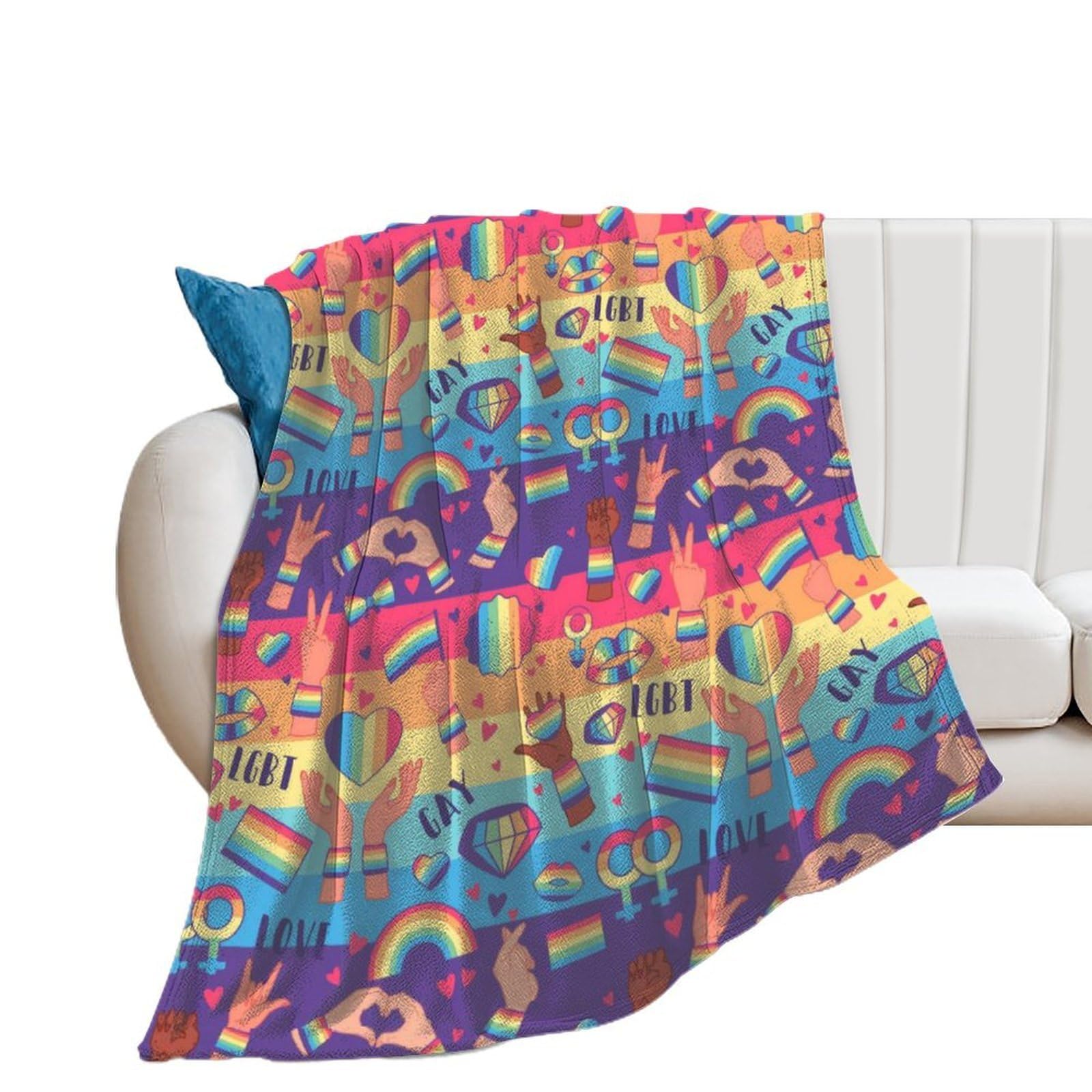 NCLQVJXZKHW Rainbow Lgbt Rights Symbols Flannel Blanket Soft Throw Blankets Bed Couch Sofa Travel