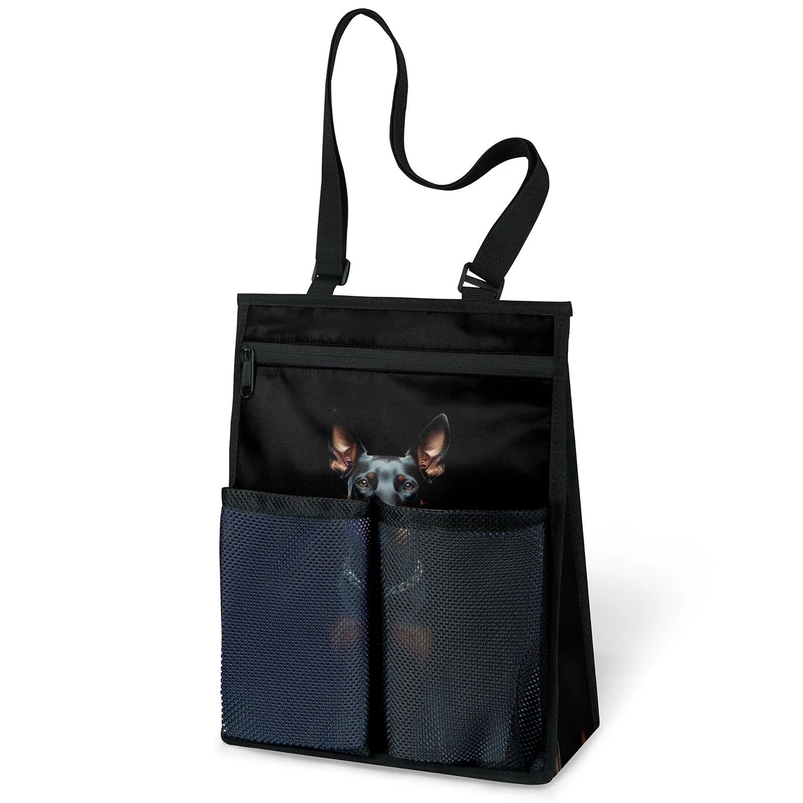 Ourtheme Pinscher Dog Portable Shower Bag for Travel Gym Camp Beach Tote Shower Caddy Bags Hanging Toiletry Organizer