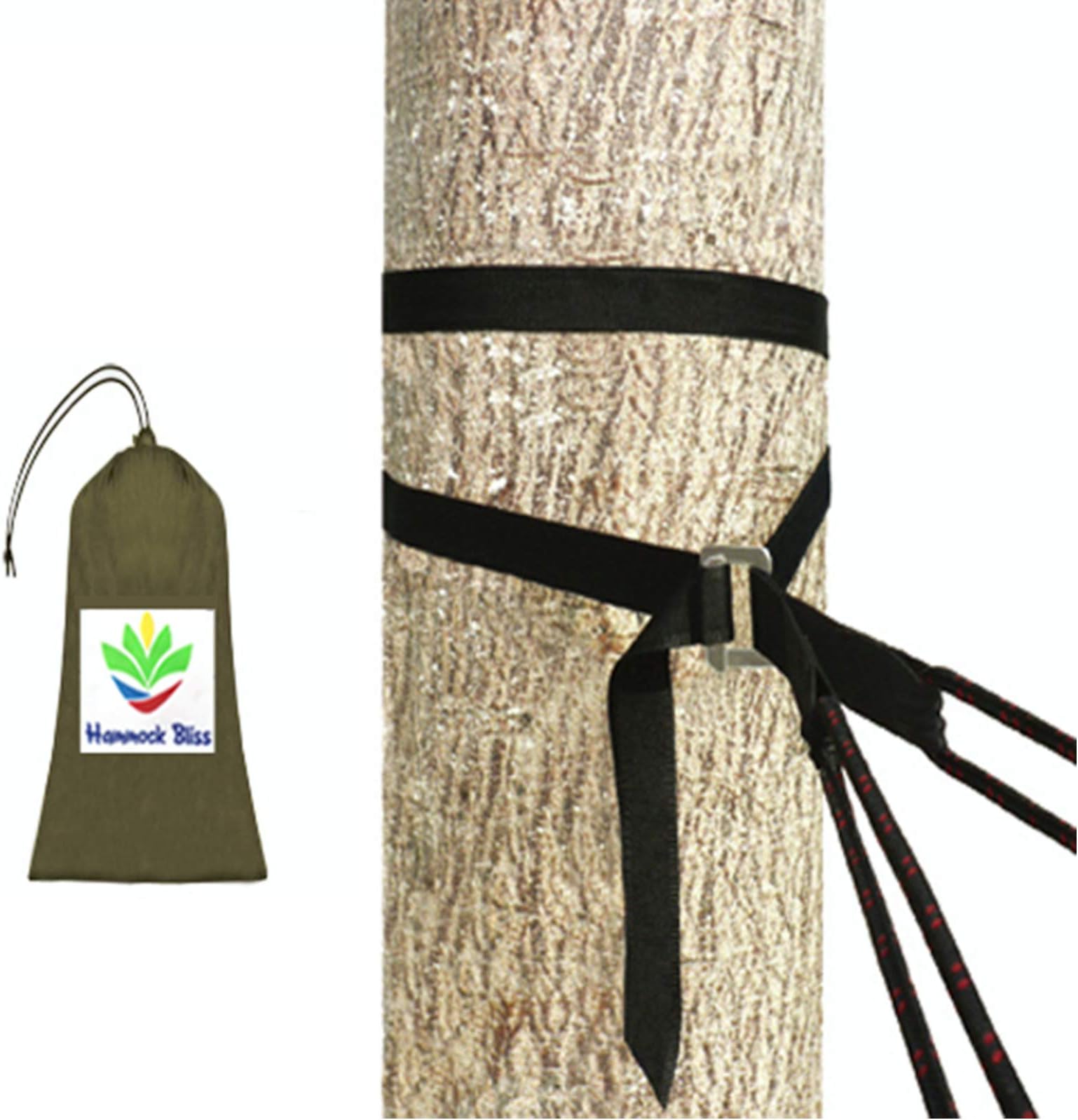 Hammock Bliss Deluxe Cinching Tree Straps - Heavy Duty & Extra Long Adjustable Tree Straps - Seat Belt Like Buckle Makes It a Cinch To Hang Your Camping Hammock - Set Of 2 Straps