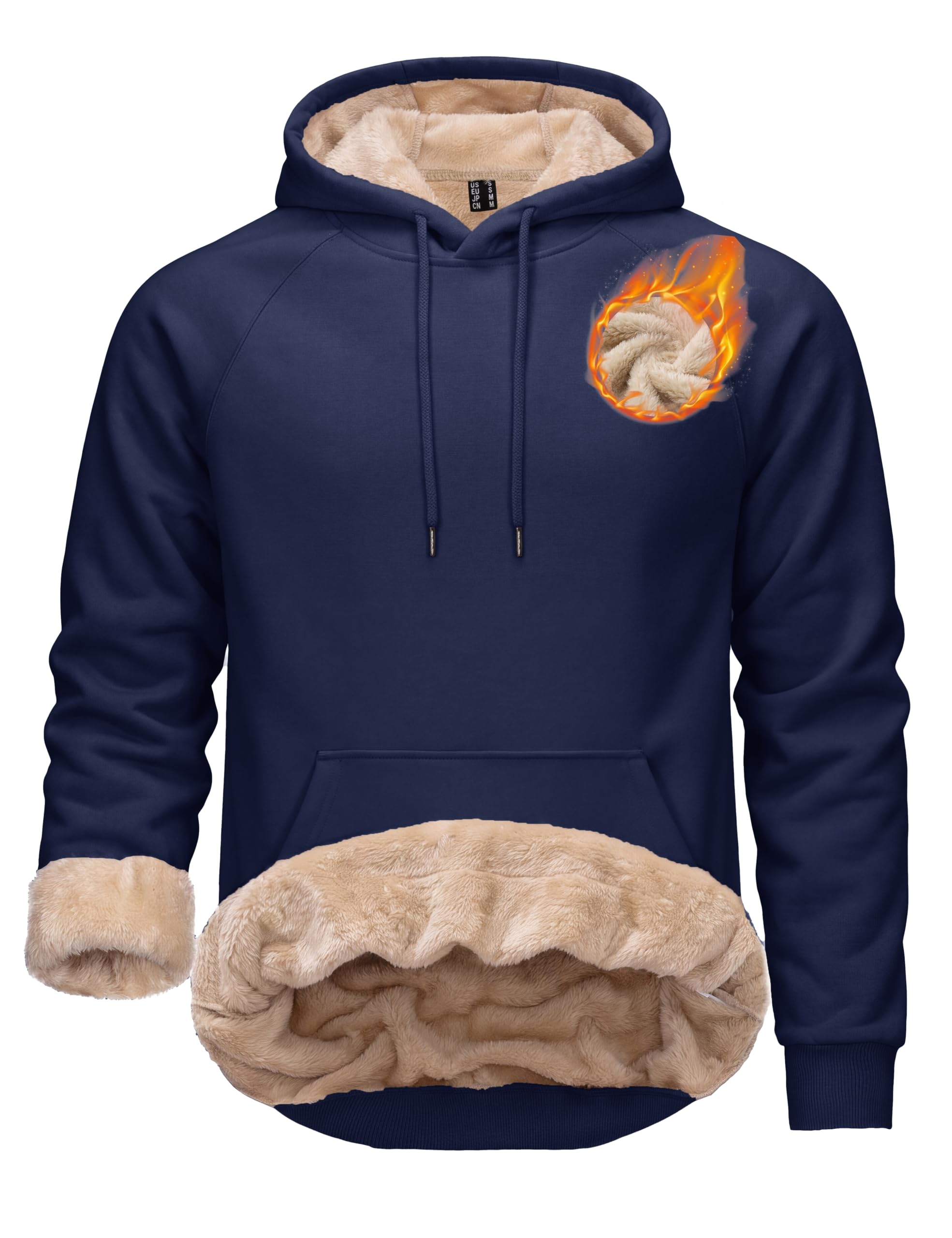TACVASEN Hoodie Herren Kapuzenpullover Dicker Warmer Winter Hoody | Hoodie Baumwolle,Winddicht,Warmhaltend,Sweater Outdoor,Sport,Freizeit,Zugkordel,Kapuzenpullover Langarm,Hoody mit Kapuze