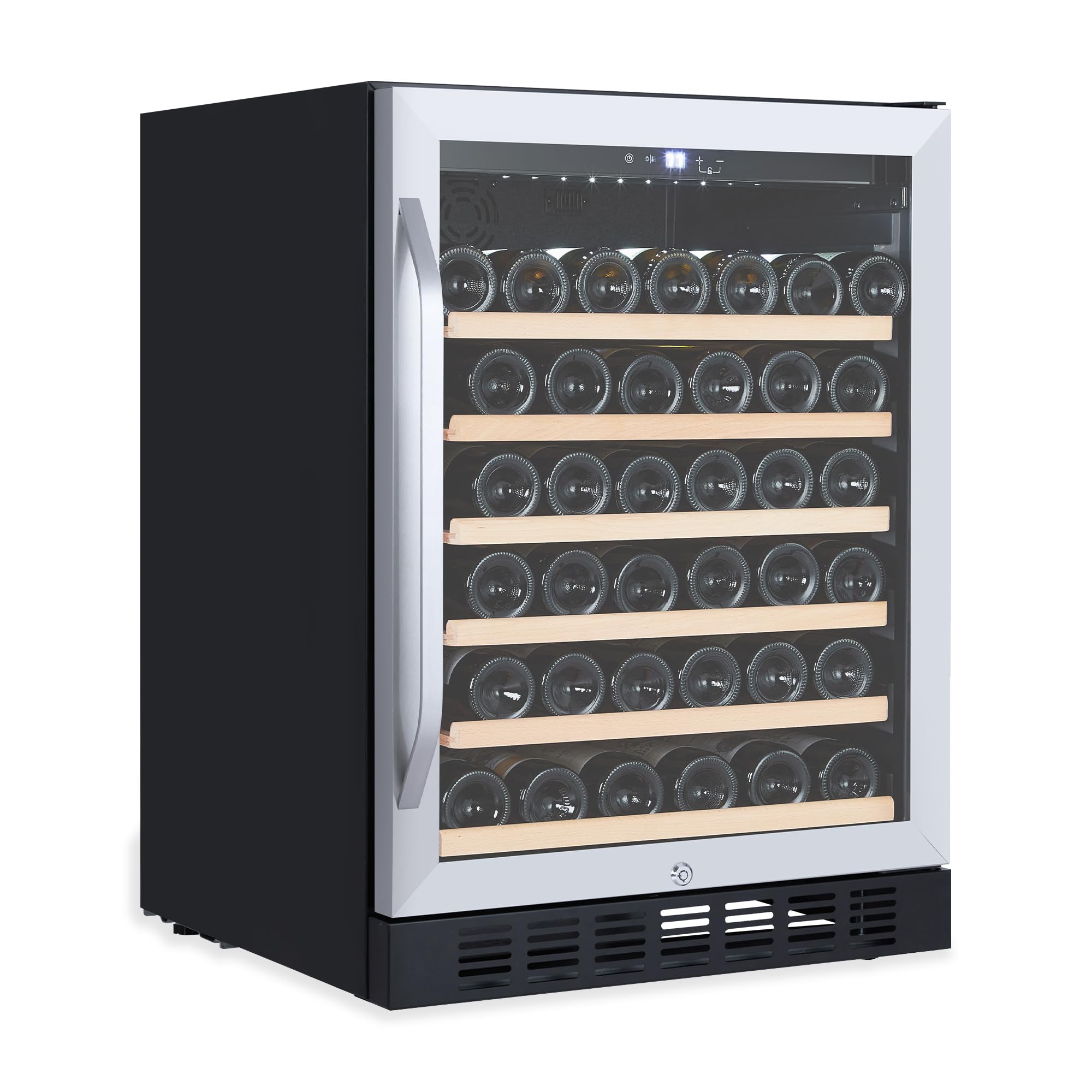 46 Bottle Wine Cooler Refrigerator, 24 Inch Built-in or Freestanding Wine Fridge with Digital Touch Screen &amp; Lockable Door for Home Bar, Kitchen