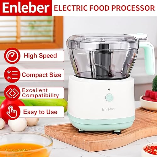 Miniatura 6 de Procesador eléctrico de alimentos con 4.5 tazas (33.8 fl oz) picadora de verduras y picadora de carne, sin BPA, hoja de acero inoxidable para picar,