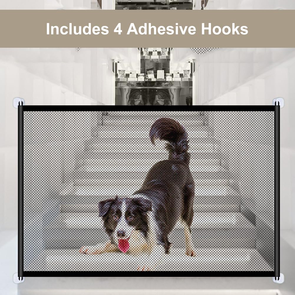 Barrera de Seguridad para Niños y Mascotas - Puerta Mágica 100 * 78cm - Red de Seguridad para Escaleras y Pasillos - Valla para Perros