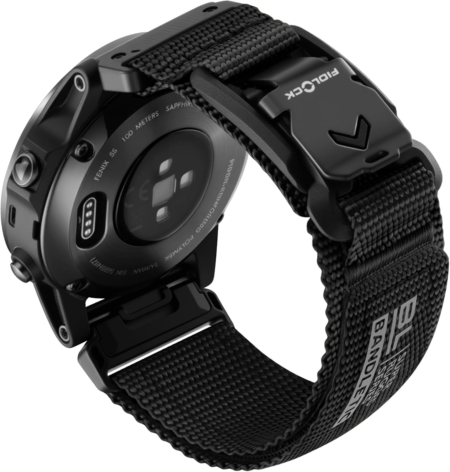 Bandletic Compatible with Garmin Fenix 7S Watch Band, 20mm Quick Fit Rugged Nylon Strap with Magnetic Fidlock V-Buckle for Fenix 8 43mm/6S Pro/5S Plus/Instinct 2s E 40mm/Approach S70 42mm, L-Black