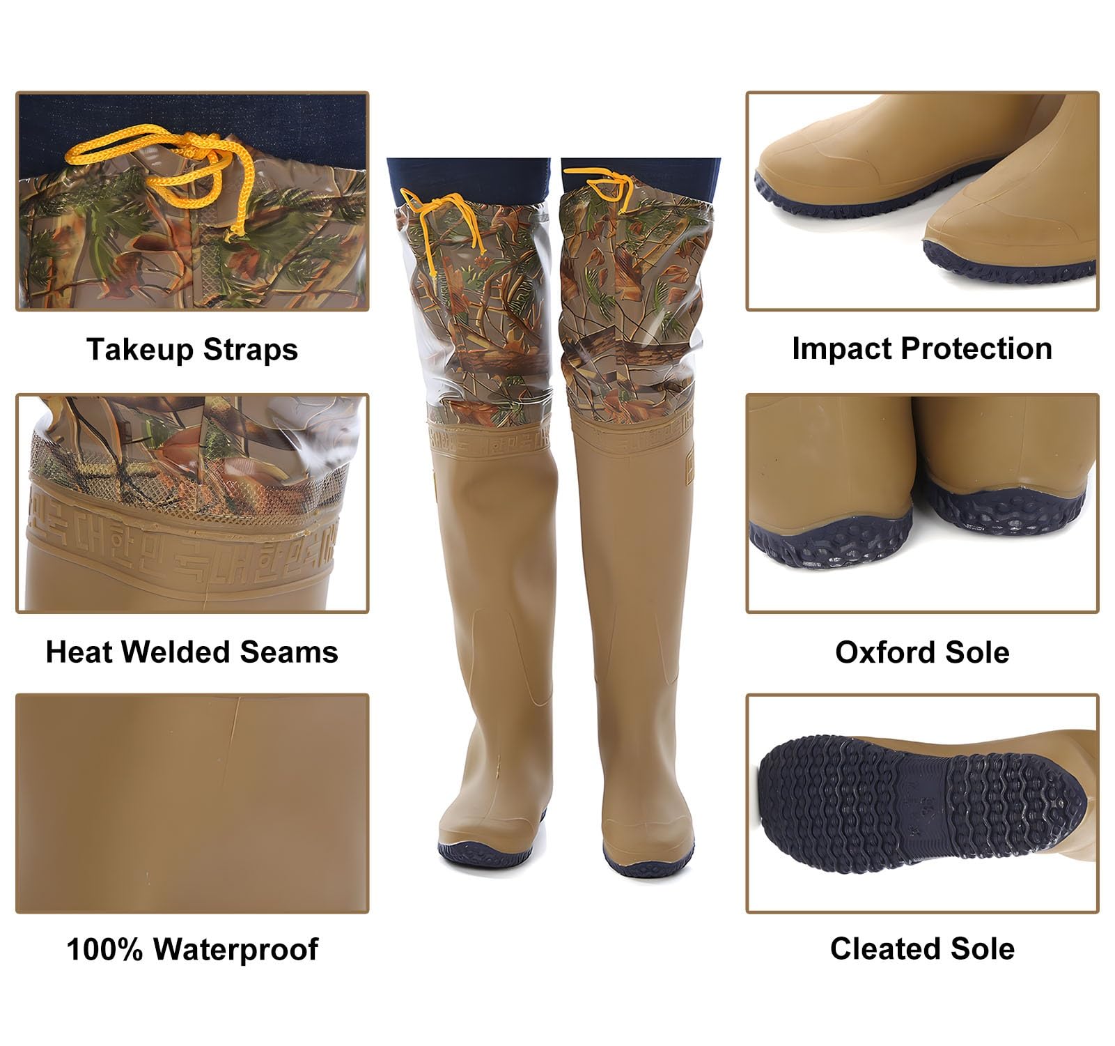 Waders hip Wader da Pesca Impermeabili, Waders Mimetici Marroni con Impugnatura Più Forte, Per La Caccia Nelle Paludi E Nei Laghi