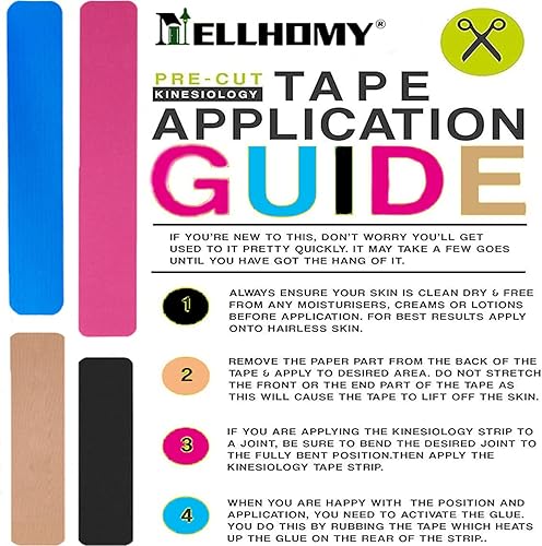 Miniatura 3 de Cinta de kinesiología  20 tiras precortadas  Cinta atlética elástica profesional, cinta deportiva de algodón impermeable, transpirable,