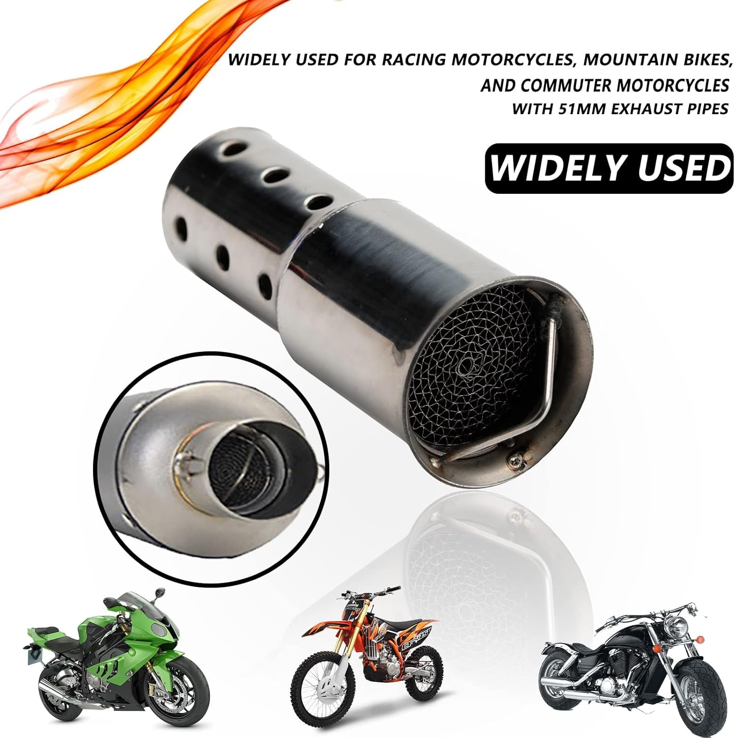 Image showing various motorcycles compatible with the 51mm DB Killer