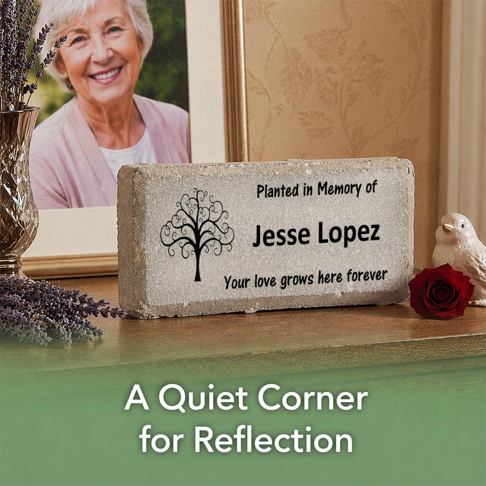 Tree Memorial Stone - Planted in Memory of - Swirl Tree - Real Stone Personalized by Florida-Funshine