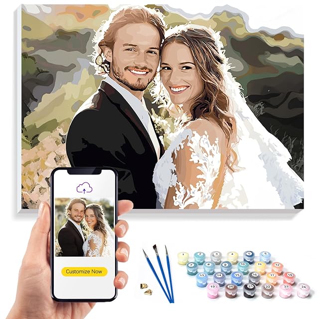 24/36/48 Colores Pintura por Números Personalizada con Foto para Adultos