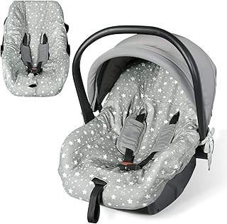 Orzbow Sommerbezug für Babyschale, Universal Schutzbezug aus 100% Baumwolle, für Babyschale (z.B. Maxi Cosi, CabrioFix, Pebble), Atmungsaktiv gegen Schwitzen, Maschinenwaschbar (Graues Stern)