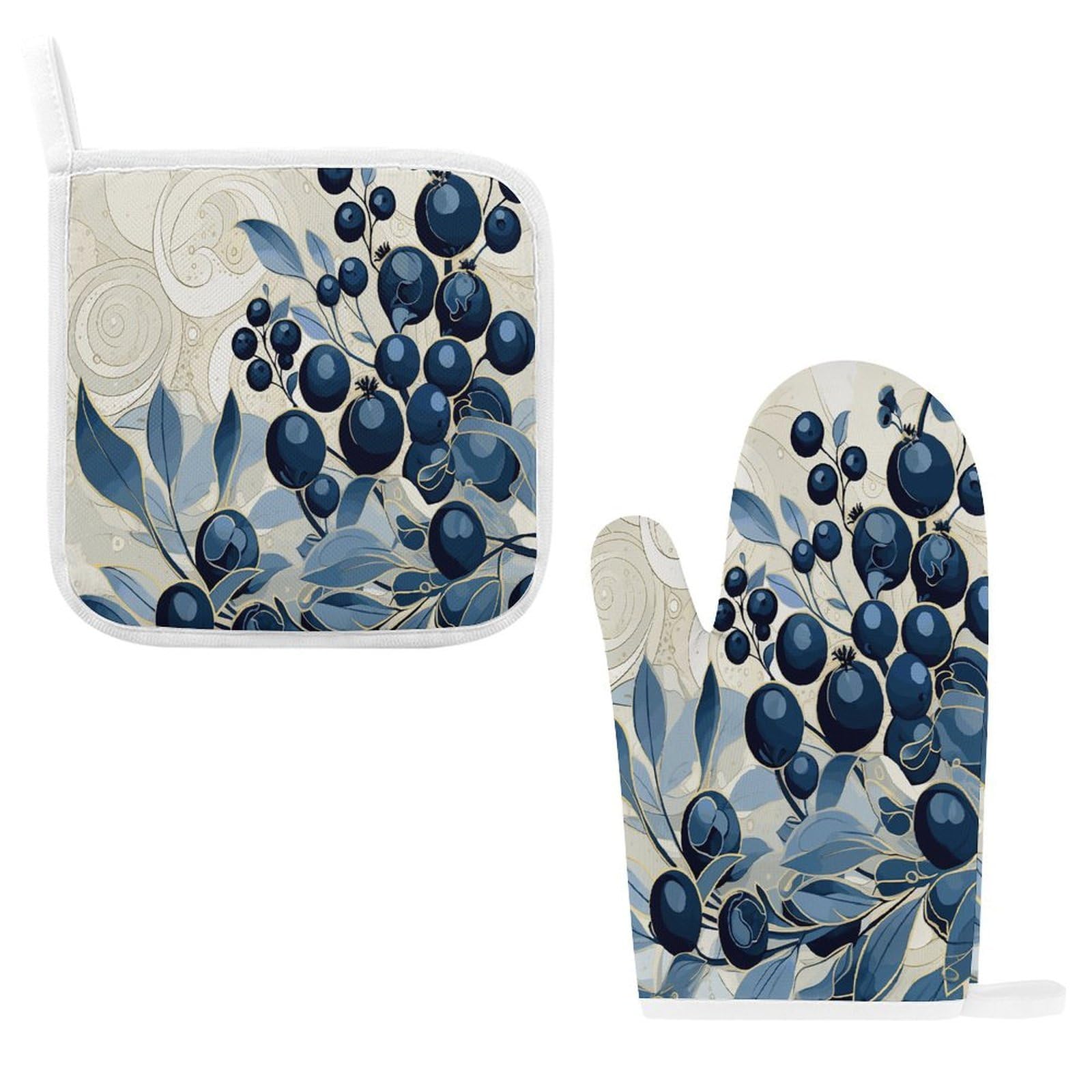 Fodpand Style Field Of Blueberries Oven Mitts And Pot Holders Sets