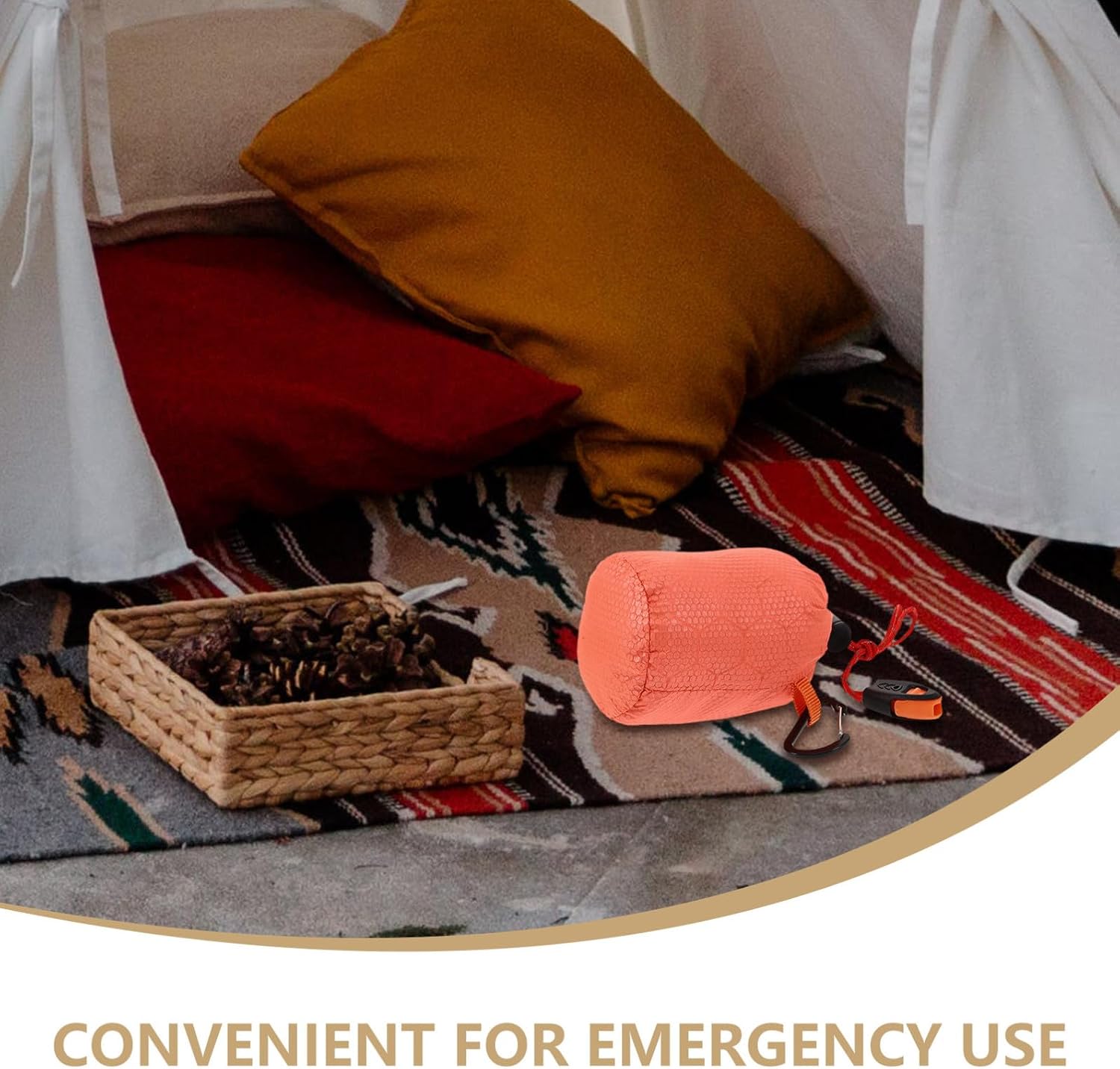 Levemolo Emergency for Camping with Heat Reflective Material Fabric, Foldable and Cold-Proof Design, Includes Drawstring Bag for Low Temperature Environment and Survey Use