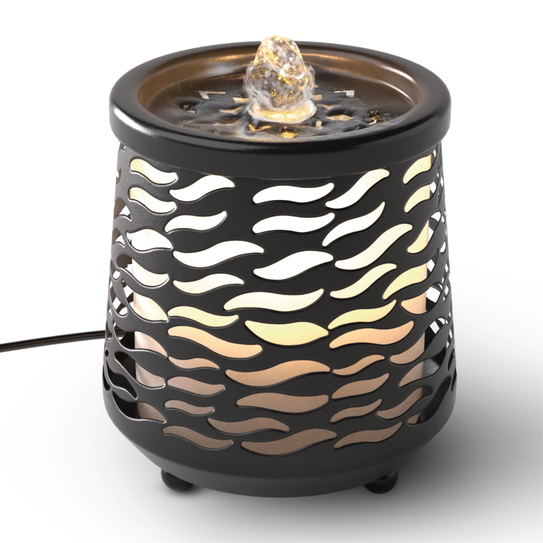 Homedics Indoor Relaxation Fountain with Light and Sound, Table Water Fountain for Home or Office, Small Indoor Water Fountain with Silent Pump, Relaxing Zen Desk Decor-image-2
