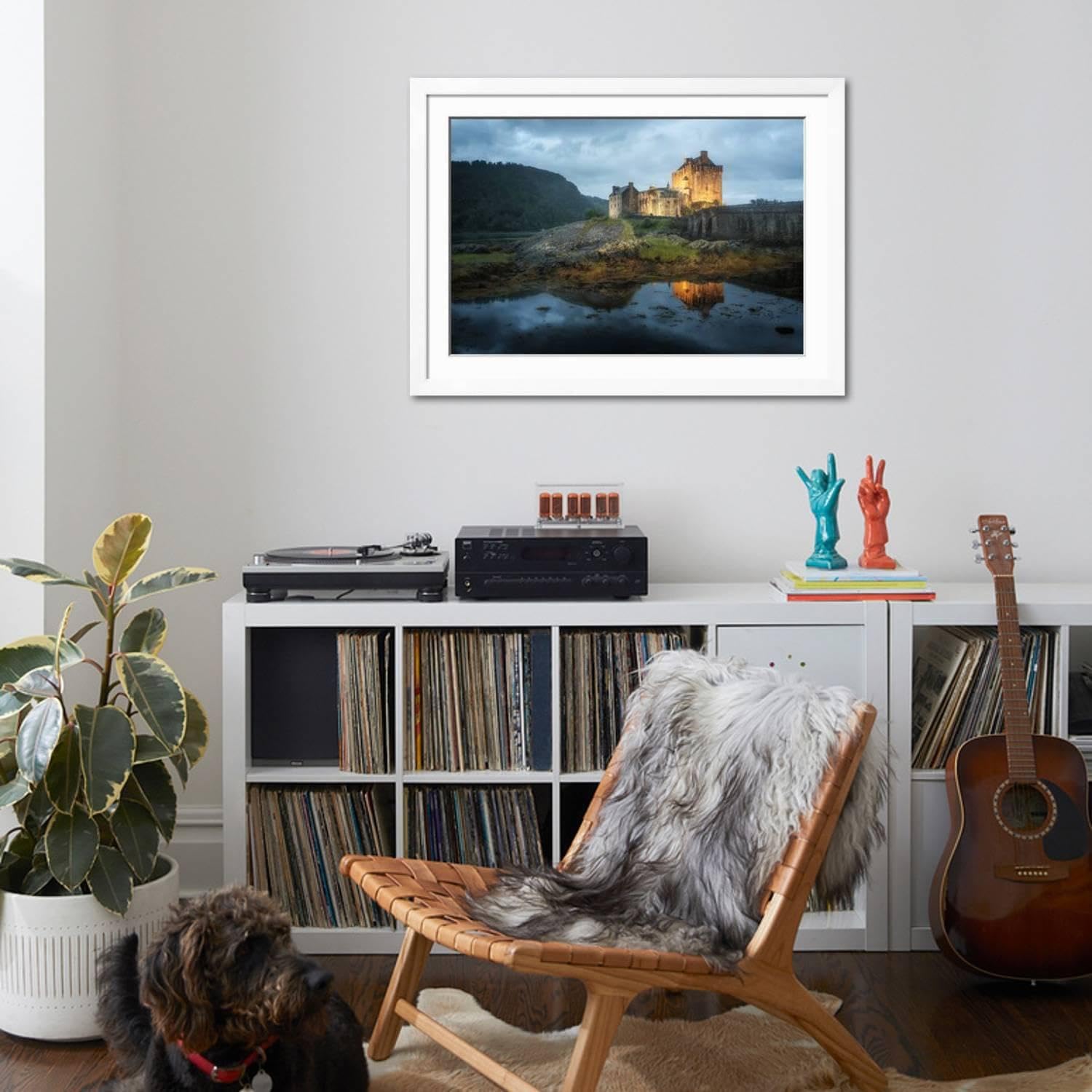 ART.COM Wall Photographic Print Eilean Donan Castle In Scotland on White Frame by Philippe Manguin, 44" x 32"