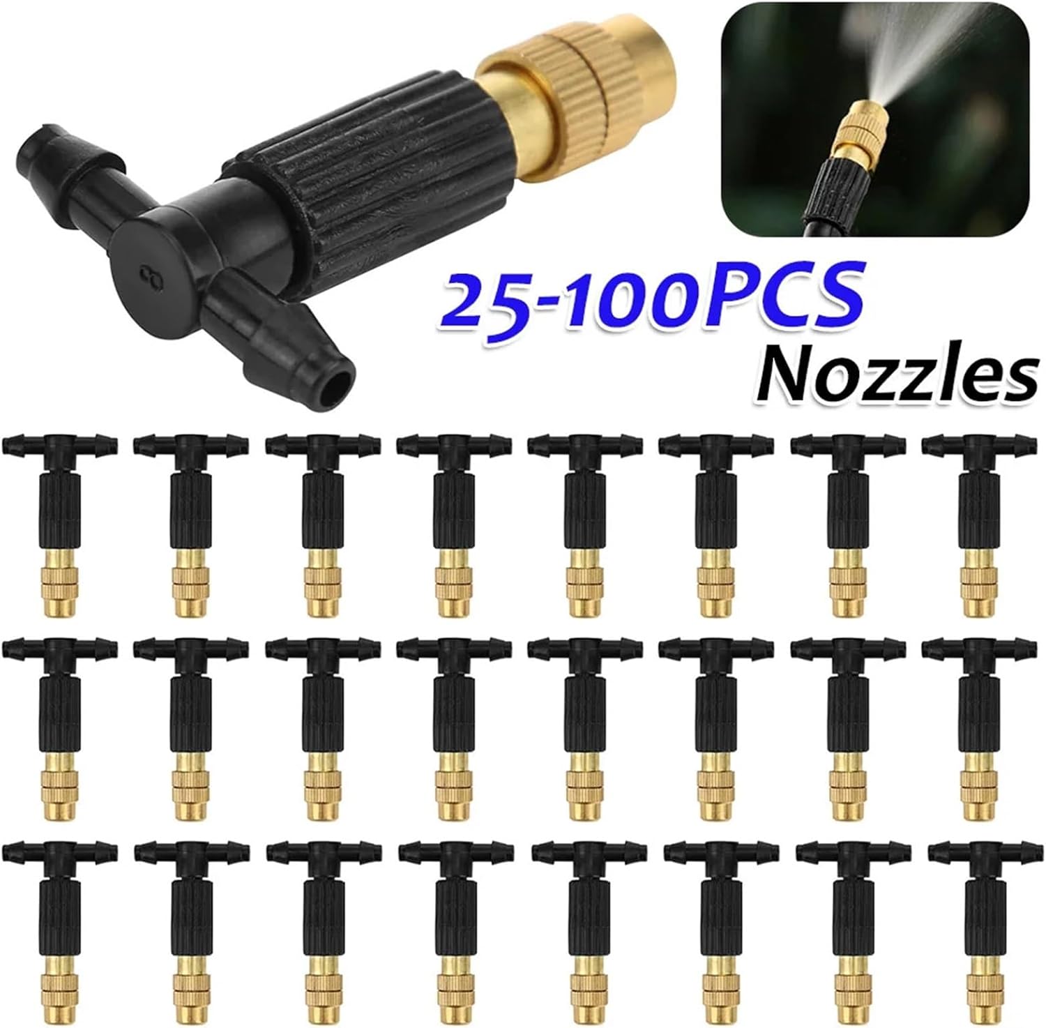 25-100PCS 4/7 Pipe Outdoor Misting Cooling System Garden Irrigation Watering Brass Atomizer Adjustable Micro Sprinklers for Garden, Patio, Greenhouse(4/7 Pipe-80PCS)