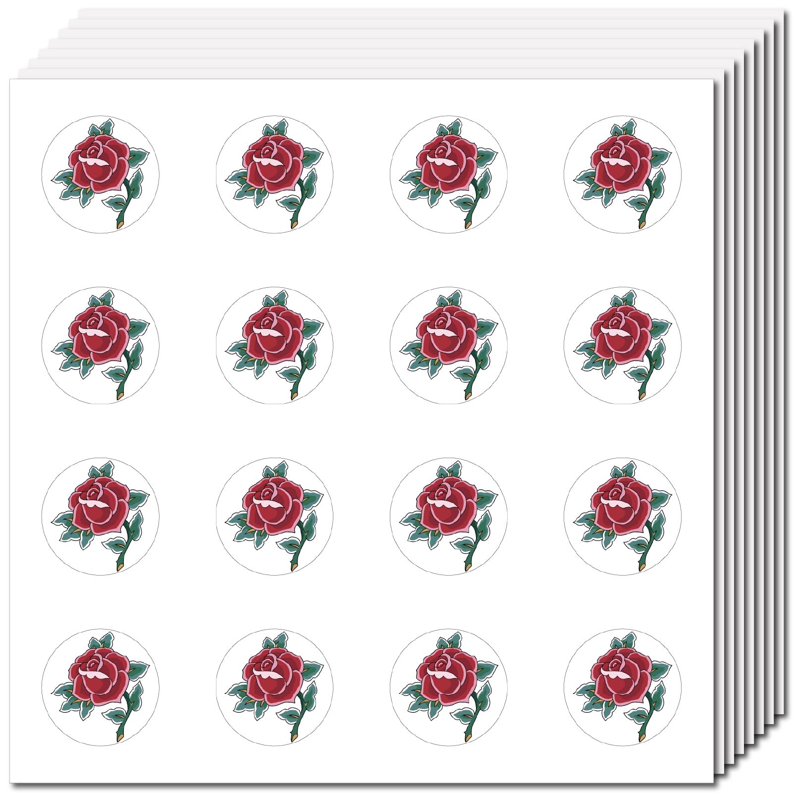 CREATCABIN 128Pcs 8 Sheets Small Red Rose Stickers Flower Sticker Self-Adhesive Waterproof Plant Plastic Decoration Decals Planner Stickers for Scrapbooking Envelope Journaling Helmet Crafts 0.98Inch