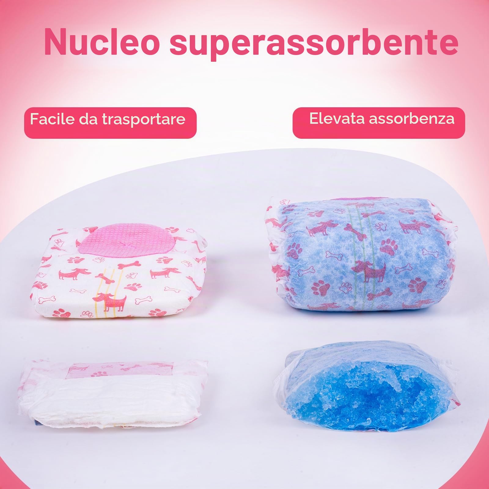 Pet Soft Pannolini per cani femmina, 20 pezzi usa e getta per cani femminili, pannolini usa e getta per cani femmine in stagione/calore/incontinenza con foro per la coda (XS-20 pezzi)