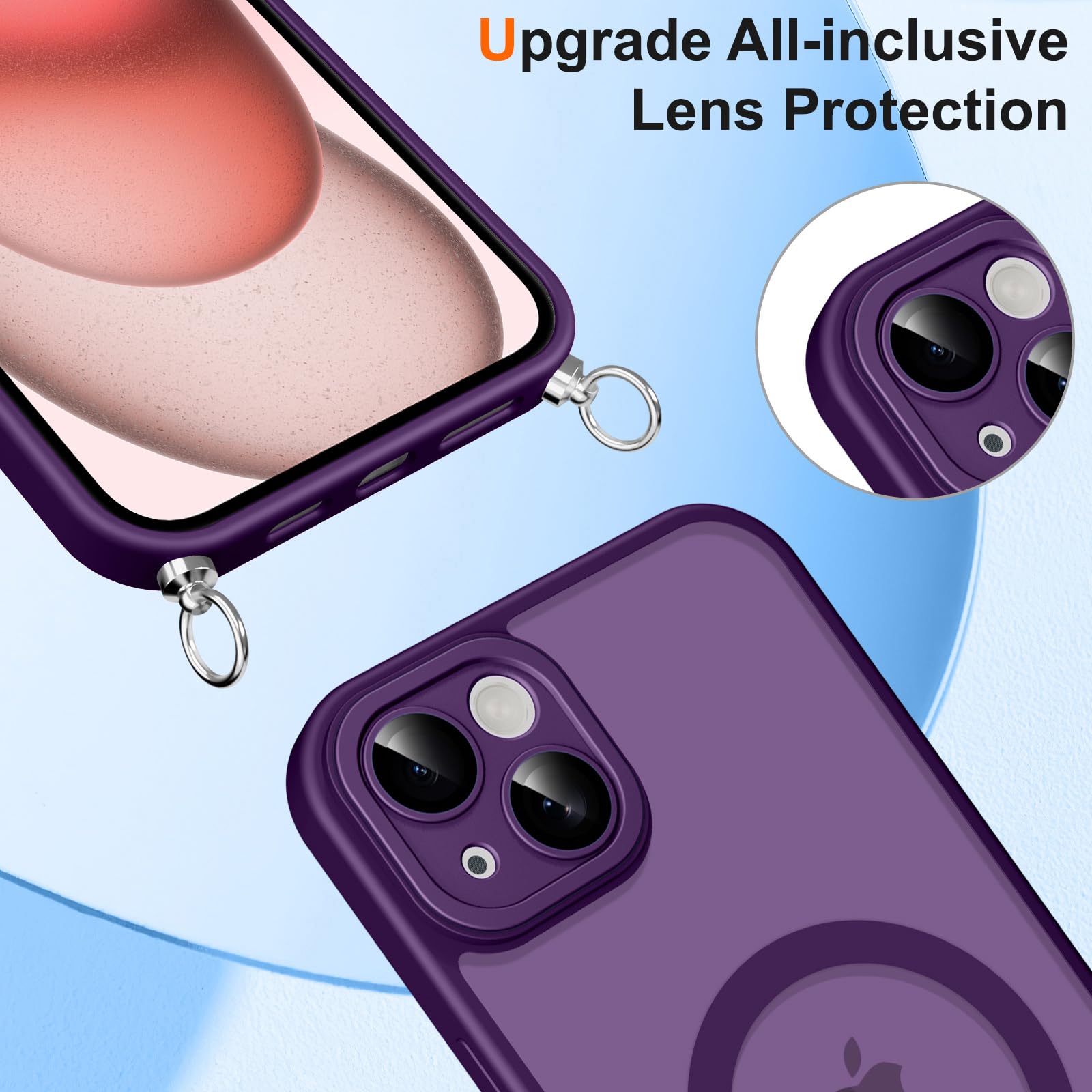 Yoedge Custodia Magnetica Per IPhone 15 Con Cordino Regolabile – Traslucida Opaca, Ultra Sottile, Antiurto E Compatibile MagSafe - 4