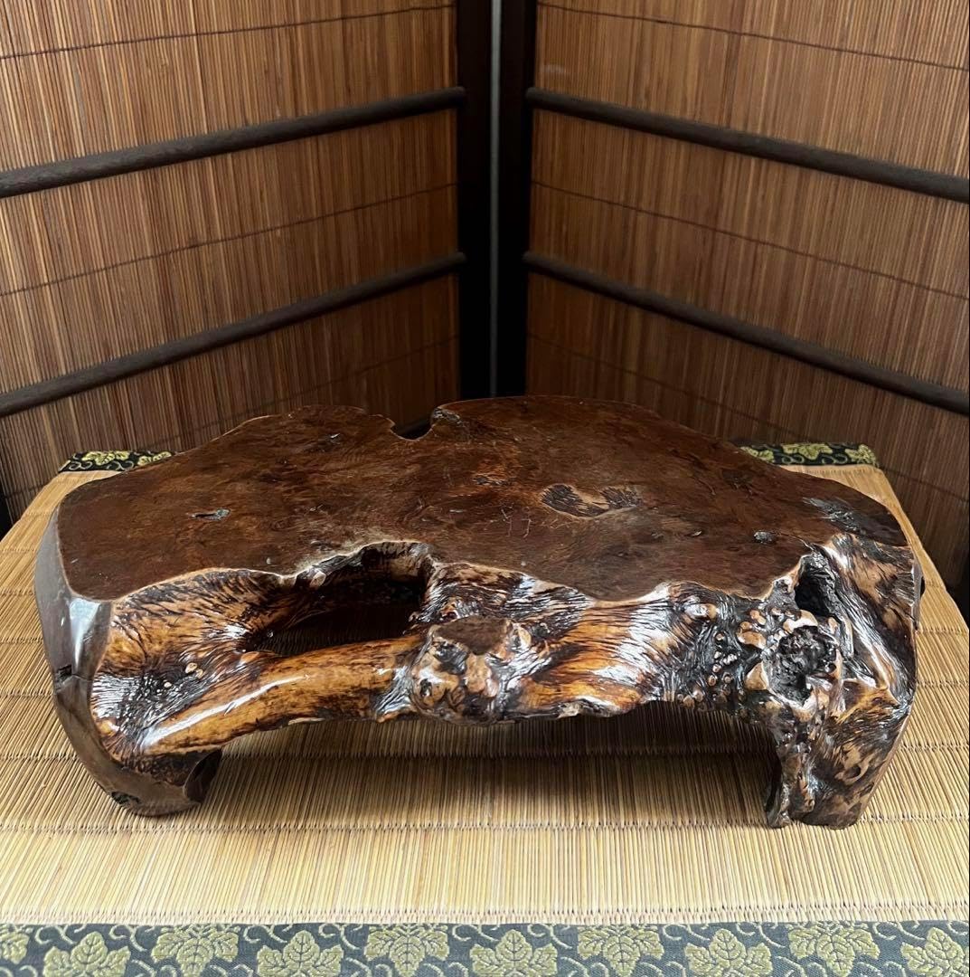 花台 飾り台 床の間 天然木 透かし彫り 香炉台 盆栽台 GMHH317A○鉄刀