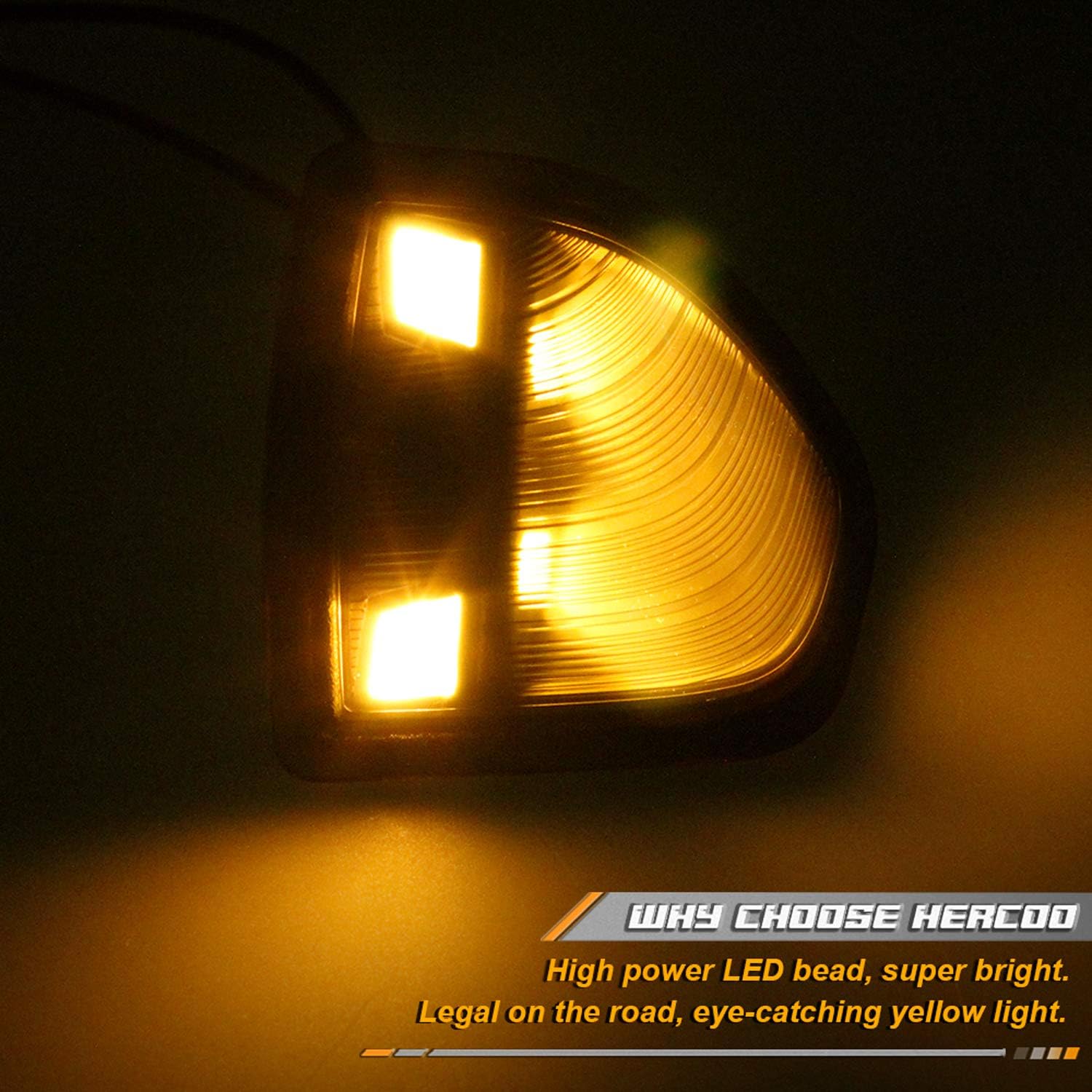 HERCOO LED Side Mirror Turn Signal Light Left and Right Lamps Smoked Cover Lens for 68302828AA 68302829AA Compatible with 2010-2018 Dodge Ram 1500 2500 3500 4500 5500, Pack of 2