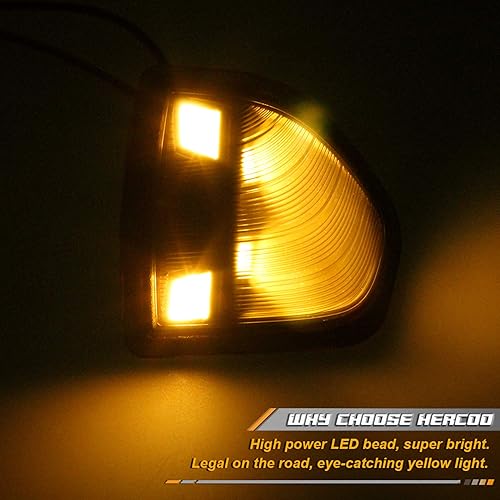 Vista 4 de HERCOO Espejo lateral LED intermitente luz izquierda y derecha, lente de cubierta ahumada para 68302828AA 68302829AA compatible con Dodge Ram 1500