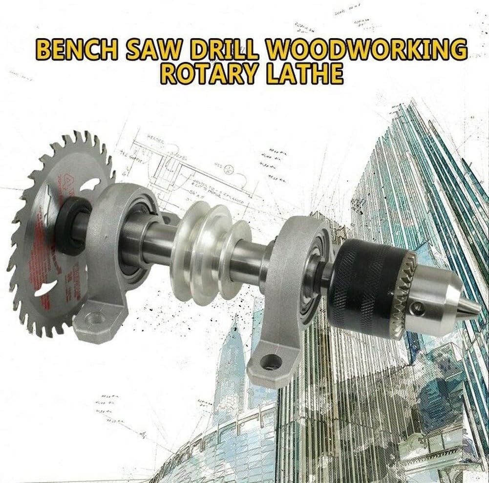 DIY Mini Spindle Chuck Bearing Seat Pulley Bench Saw Drill Woodworking Rotary Lathe with Cutting Saw Blade