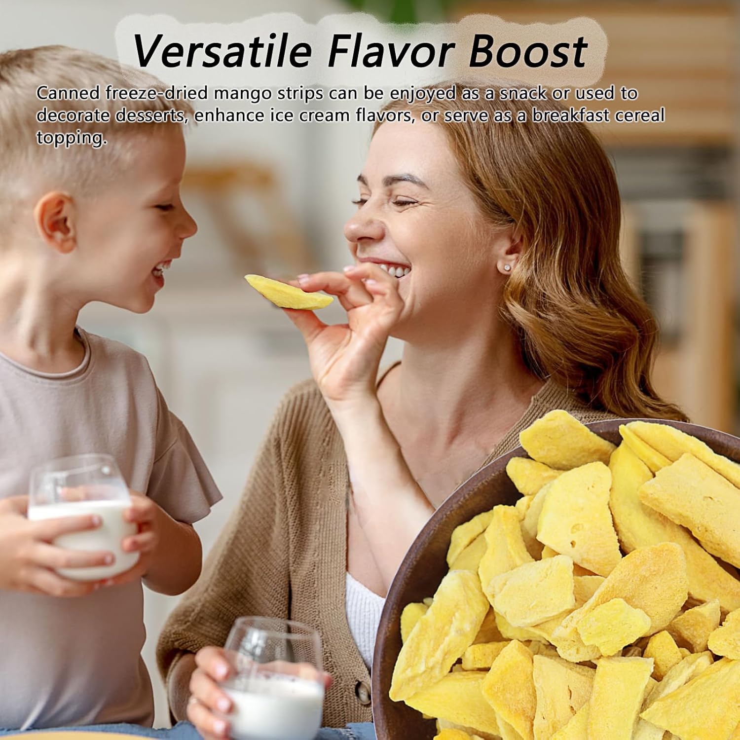 Freeze Dried Mango, Freeze Dried Fruit, 120g/4.23OZ Natural Dehydrated Mango, No Sugar Added, Nothing Added, Superfood Snack, Dried Mango Chips (Pack of 2)