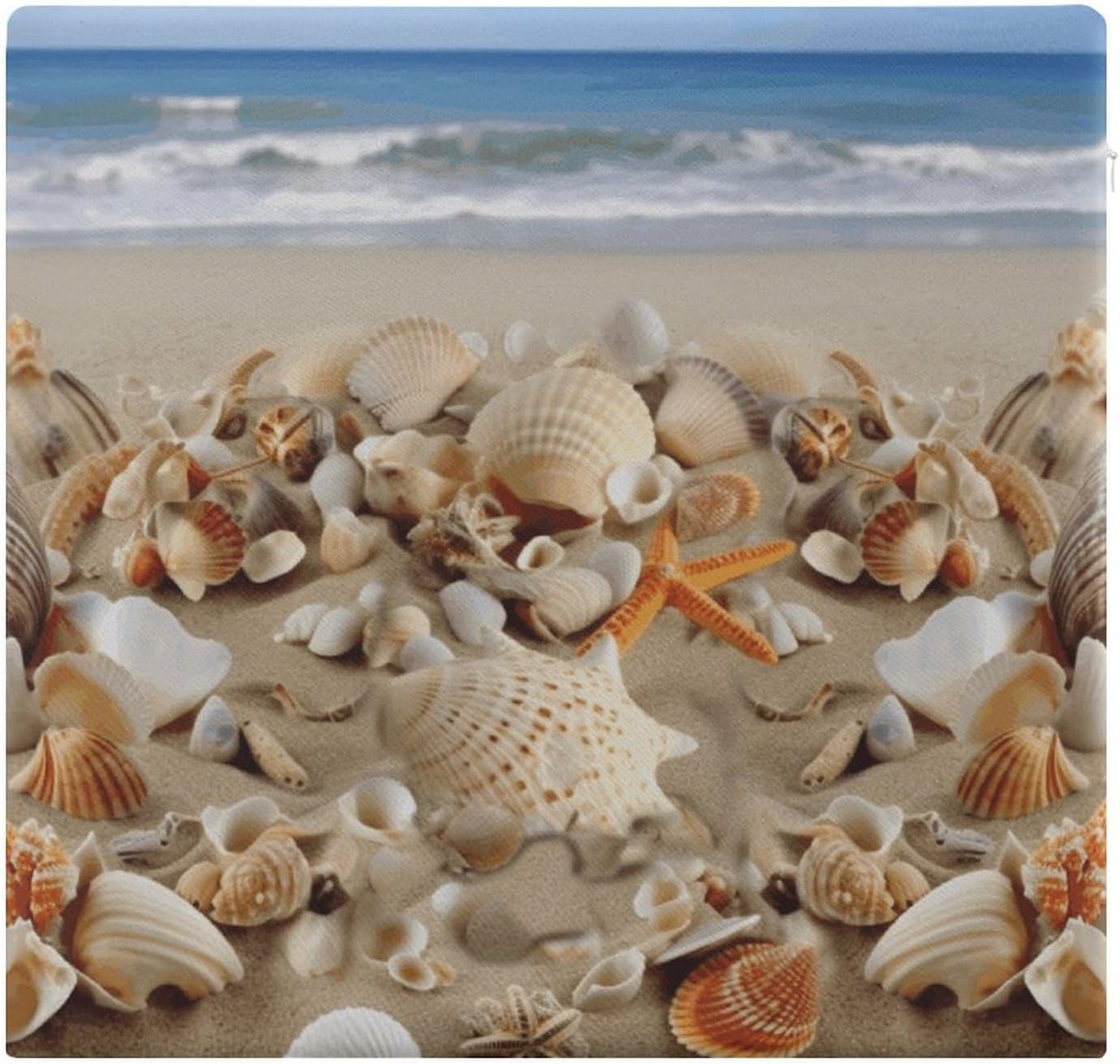 Beach Shells Chair Cushion Memory Foam Breathable Chair Pads Square Large Pillows Seating Comfort Meditation Floor Pillow Car Seat Cushion for Indoor/Outdoor Chairs