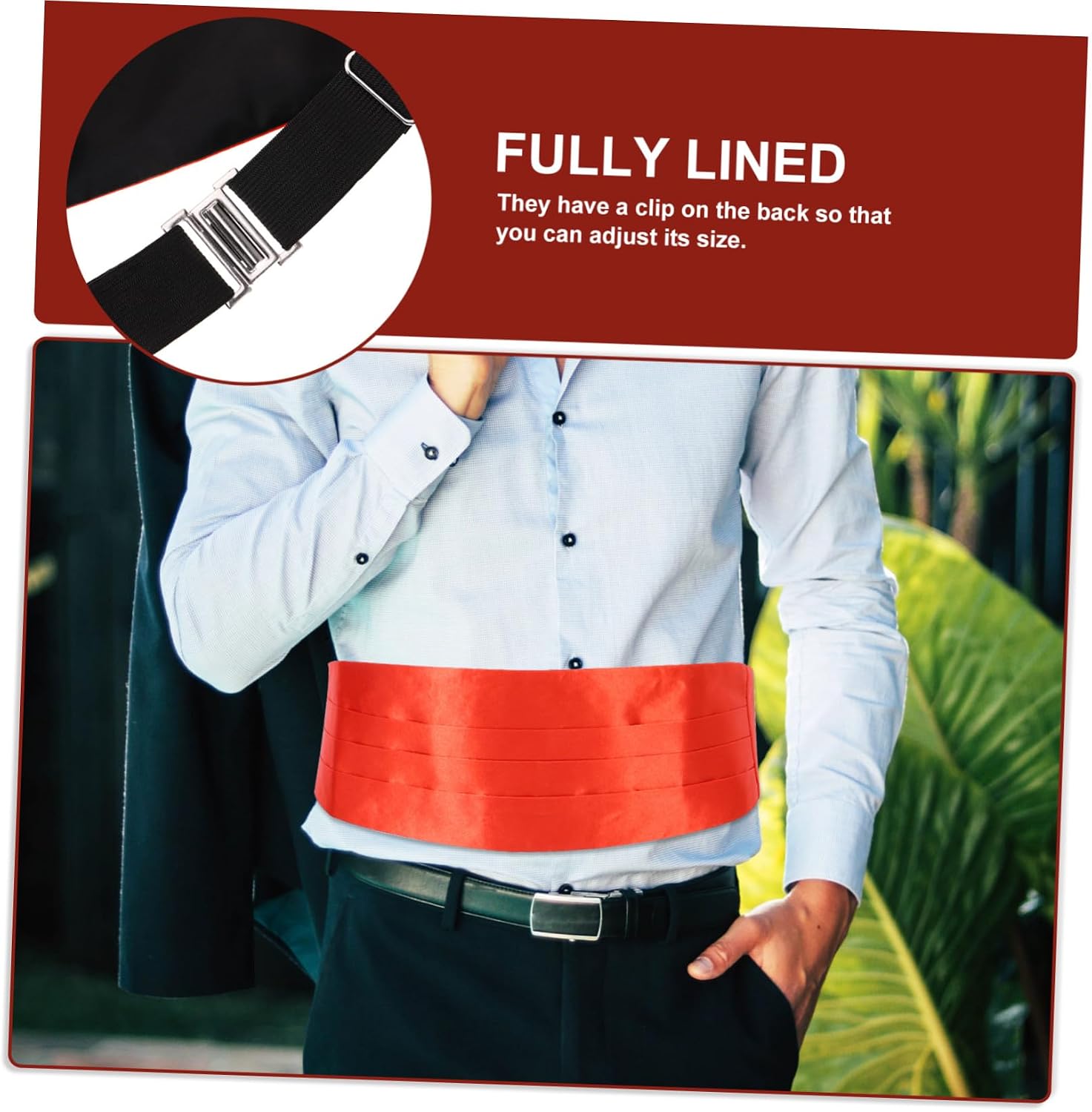 Men's Red Cummerbund Set Bow Tie and Pocket Square 3pcs