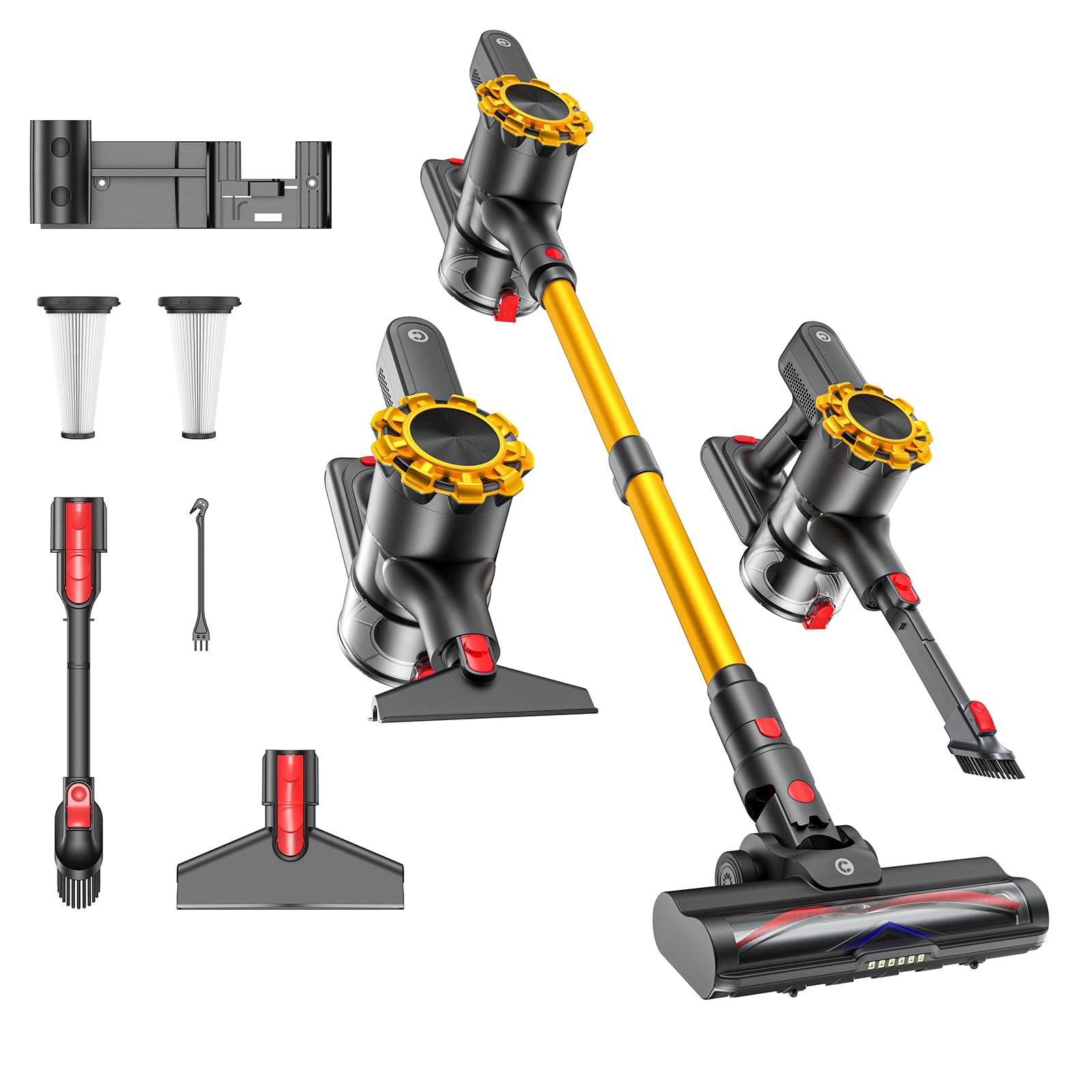 CHEBIO Cordless Vacuum Cleaner, 550W/45Kpa, Self-Standing & Anti-Tangle, 65 Mins