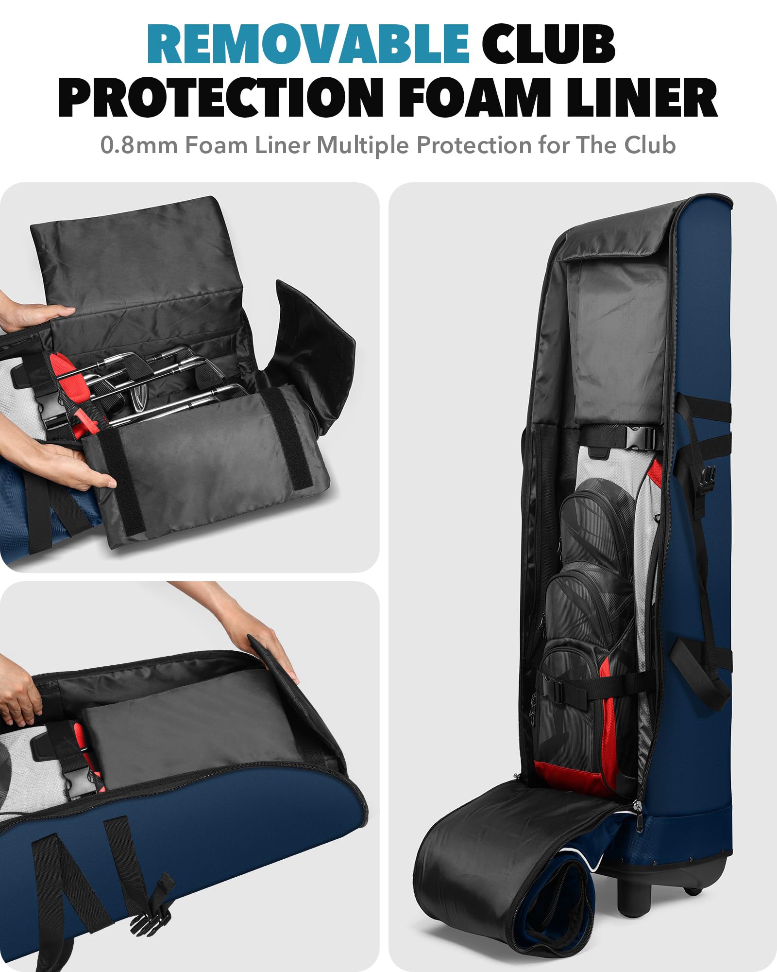 Findway Borsa Viaggio Golf con Cuscinetto Extra Rimovibile, 1680D Heavy Duty Oxford Soft-Sided Resistente All'usura e Impermeabile Custodia da Viaggio