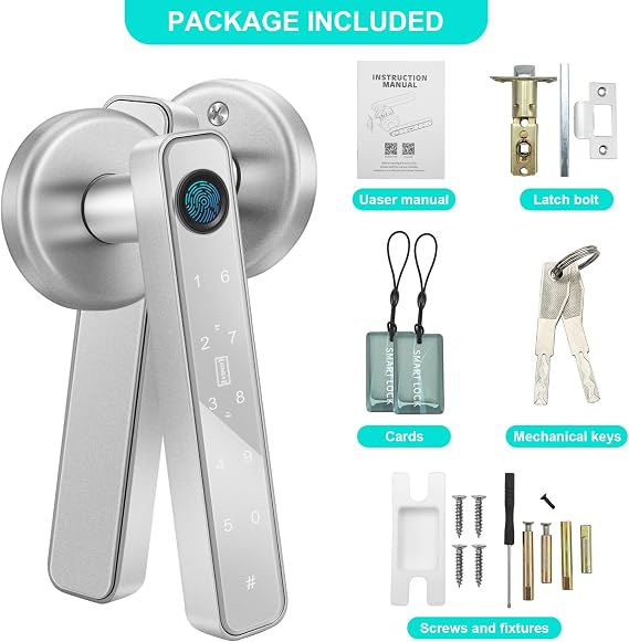 Smart Door Lock, Fingerprint Door Lock, 4-in-1 Electronic Fingerprint Keypad Password Traditional Keys IC Card for Home Bedroom Hotel Office Apartment