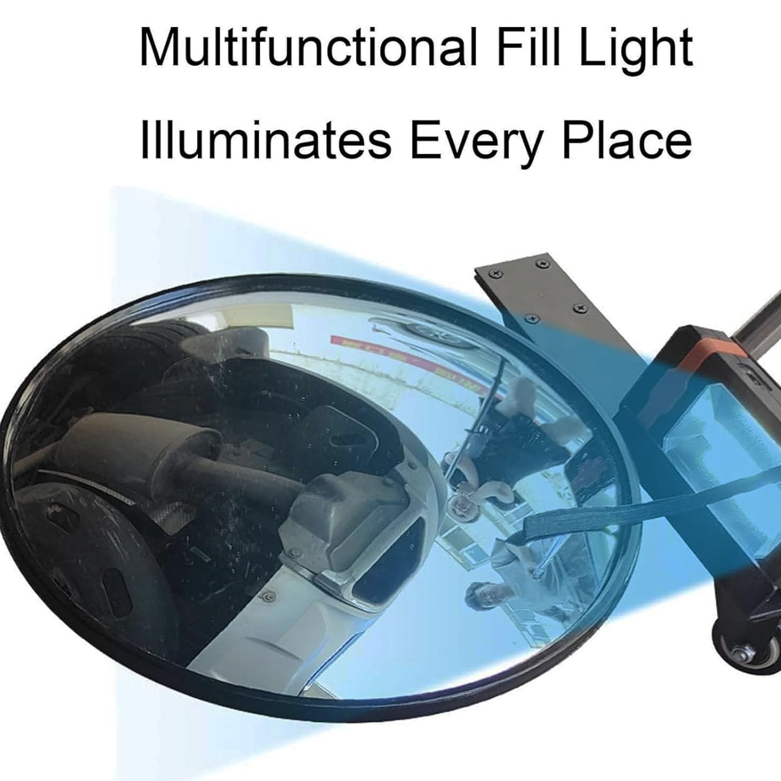 Espejo De Inspección De Bajos con Luz Led, Equipo De Seguridad para Revisión De Bajos De Vehículos con Mango Retráctil Ajustable De 475-1140 Mm Y 30 Cm De Diámetro,